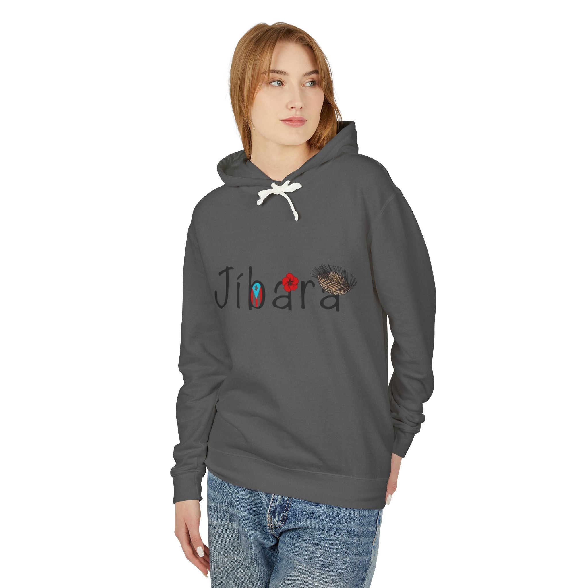 Jíbara Hoodie — Puerto Rican Heart Flag Lightweight Hooded Sweatshirt