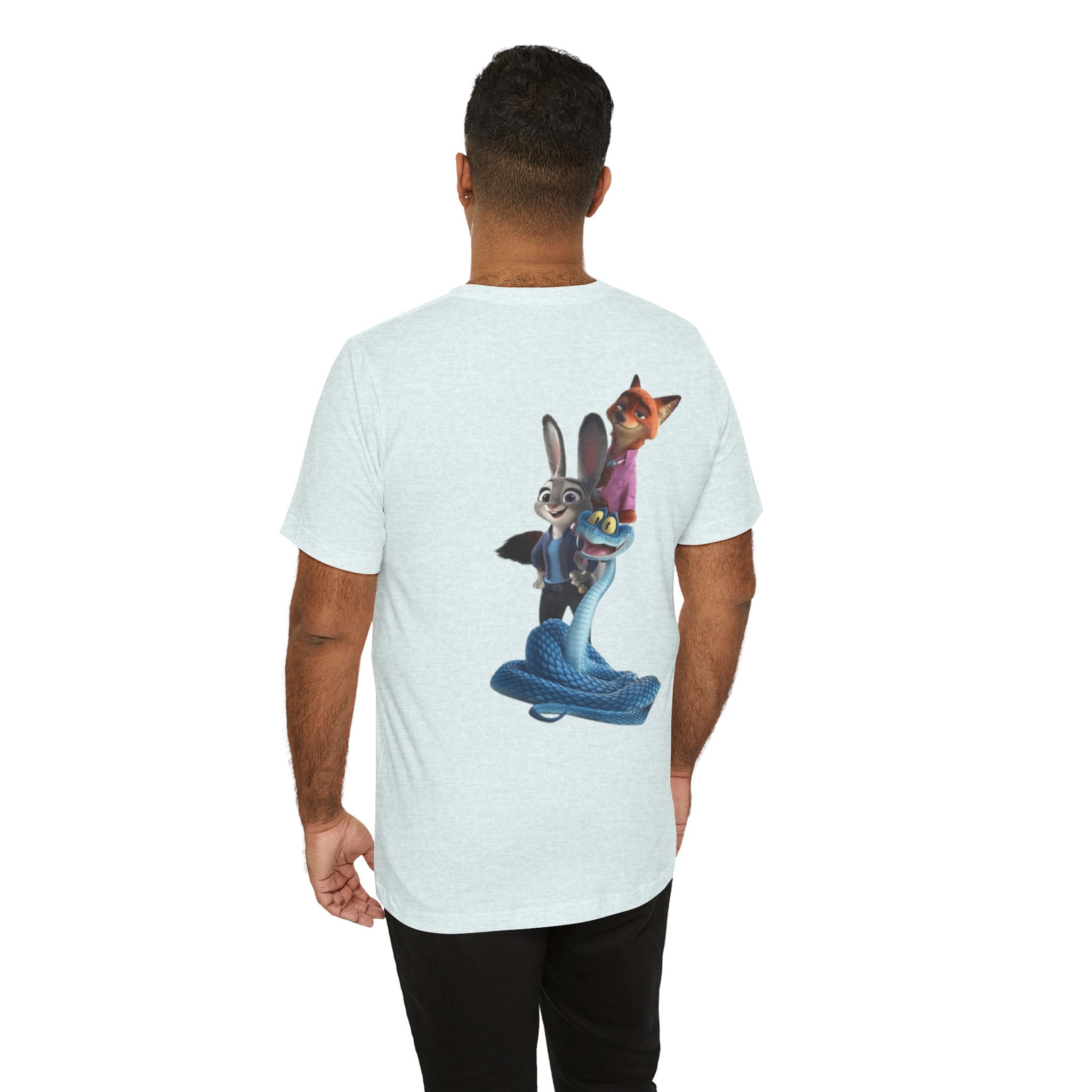 Animated Character Tee — Cute Fox & Bunny Stack Graphic T-Shirt  cartoon-style Christmas artwork