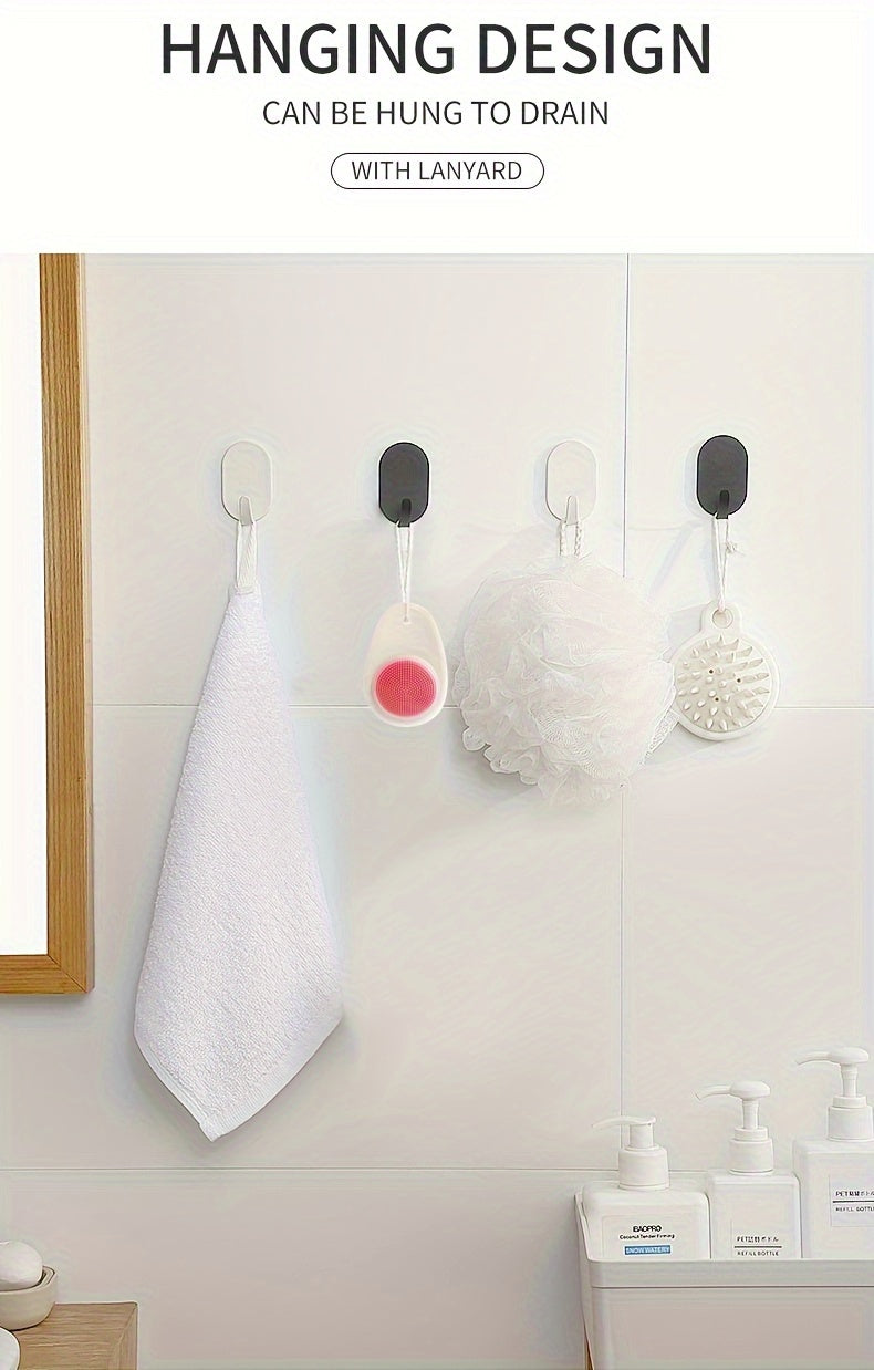 2-in-1 Dual-Sided Silicone Facial Cleansing Brush with Exfoliating Bristles & Soft Massage Tips - Gentle Deep Pore Cleansing & Skincare Tool, Travel-Friendly Hanging Loop, Unscented for Sensitive Light Beige, Facial Cleanser,