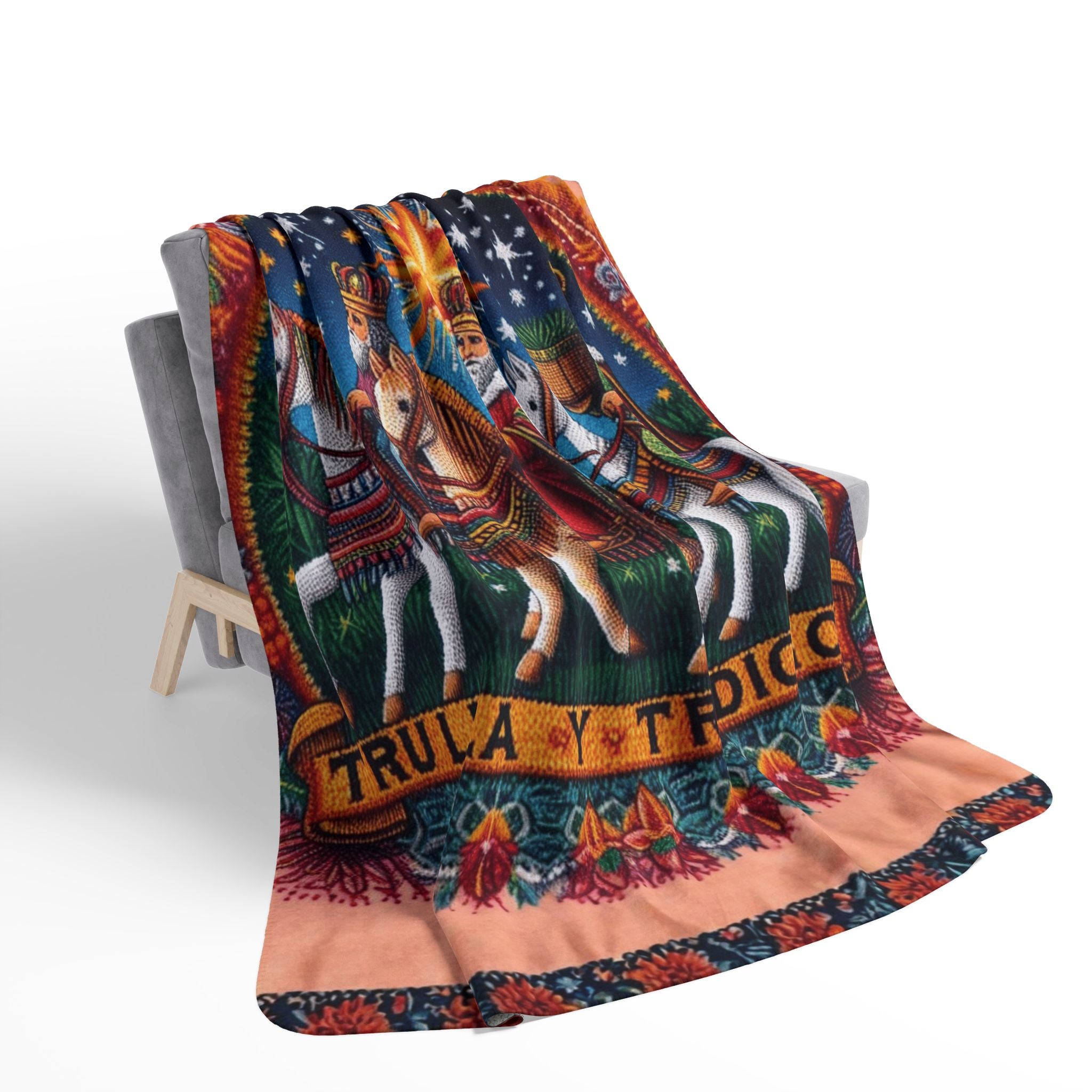 Fleece Sherpa Blanket  'Trulla y Tradición' Three Kings Nativity Throw