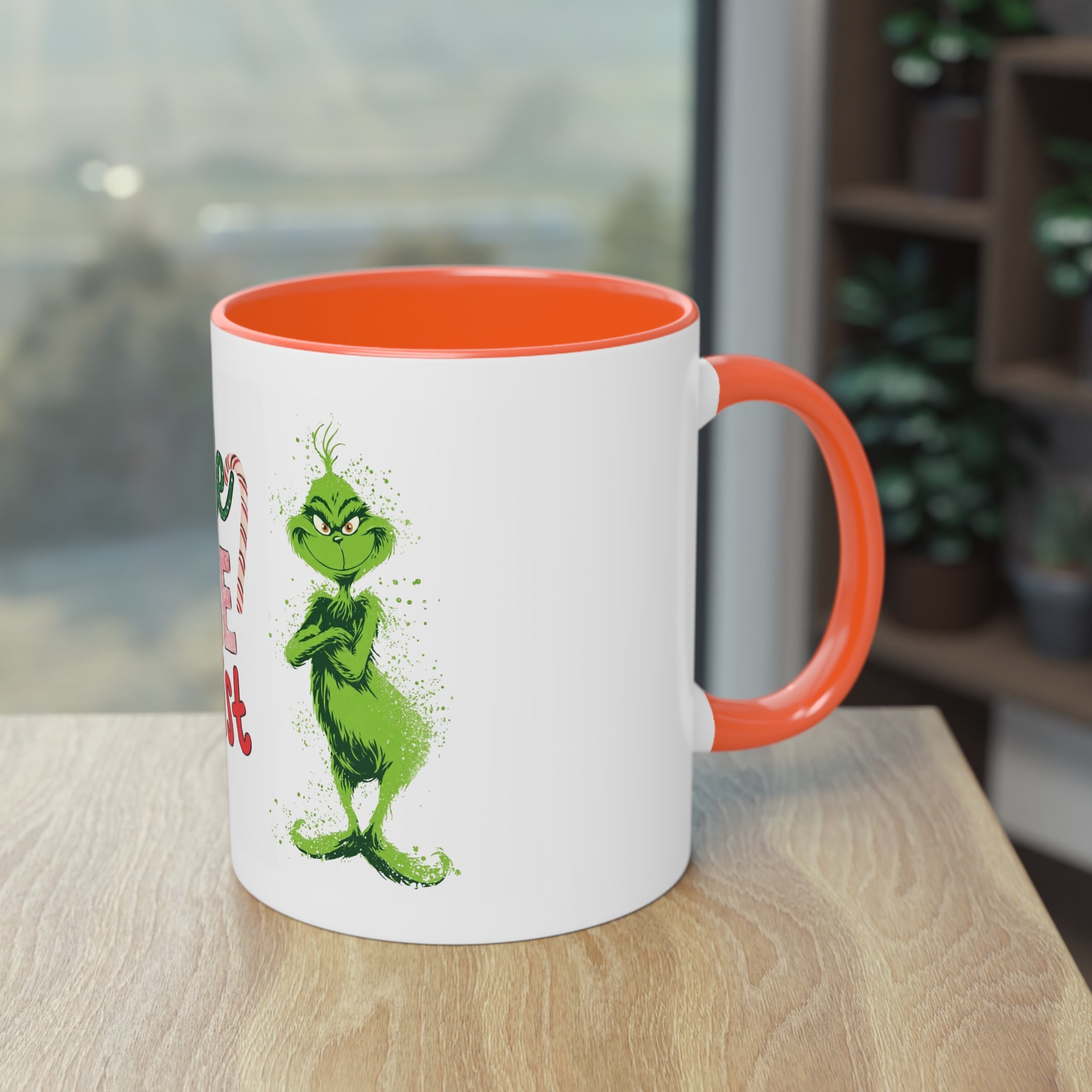 Cute Grinch Two-Tone Coffee Mug - Perfect for Holiday Cheer! Christmas Mugs Collection