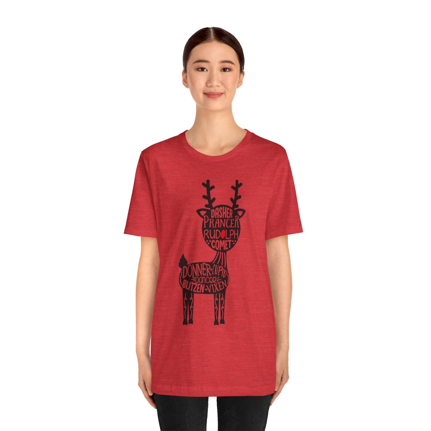 Christmas Reindeer Graphic Tee - Unisex Jersey Short Sleeve Shirt