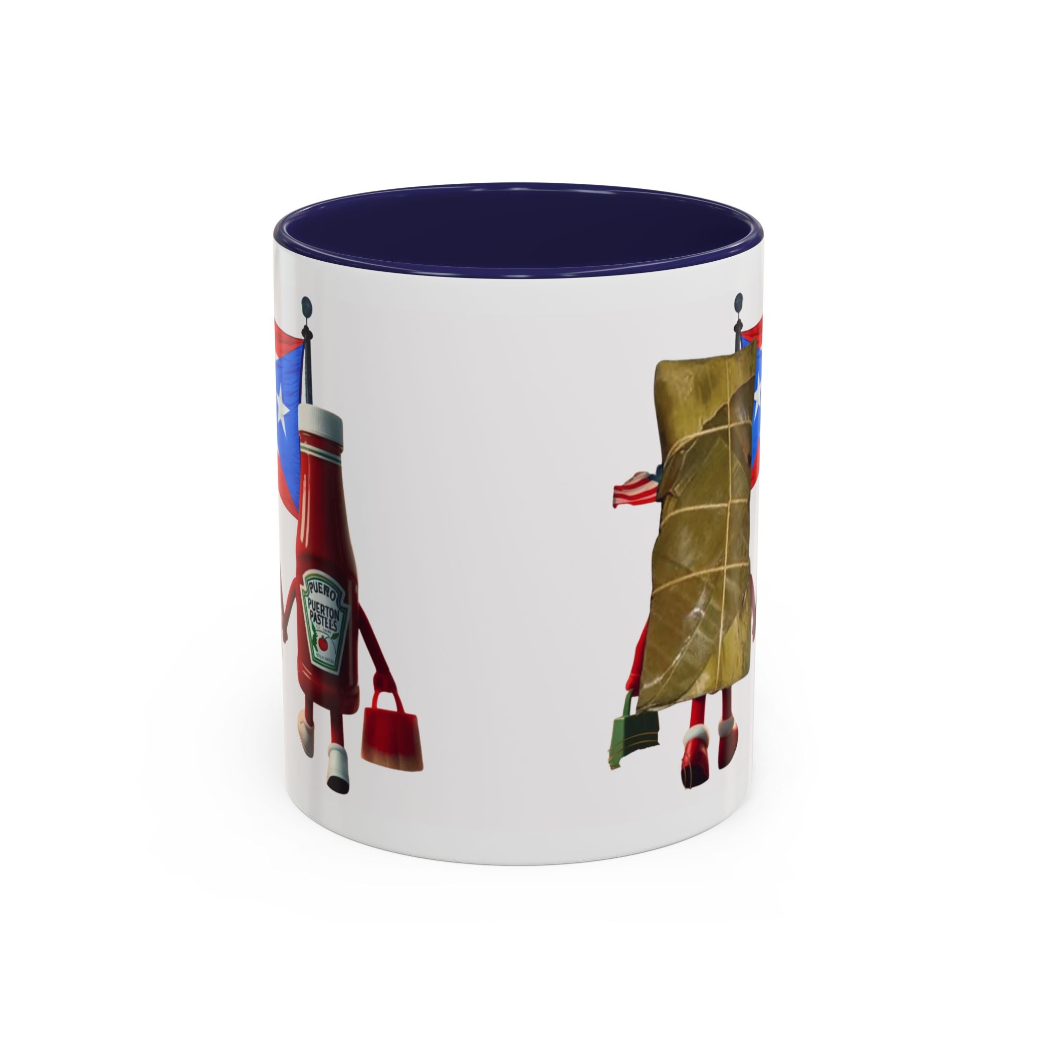 Puerto Rican Flag Ketchup & Pasteles Coffee Mug — Funny Food Friends Accent Mug (11/15oz)