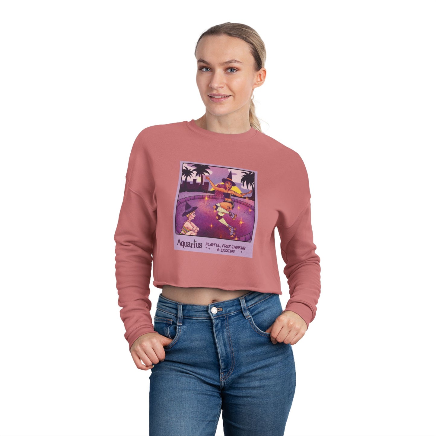 Spooky sweater Vintage-Inspired Women's Cropped Sweatshirt, Cozy Casual Wear, Unique Gift Idea, Trendy Fashion, Astrology Themed
