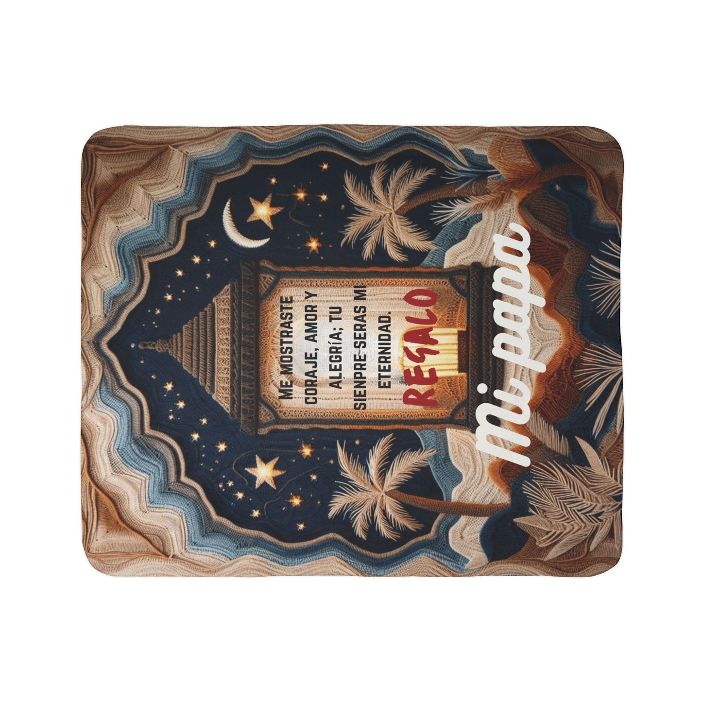 Fleece Blanket - "Mi Papá" Spanish Memorial Lantern Design (Regalo)