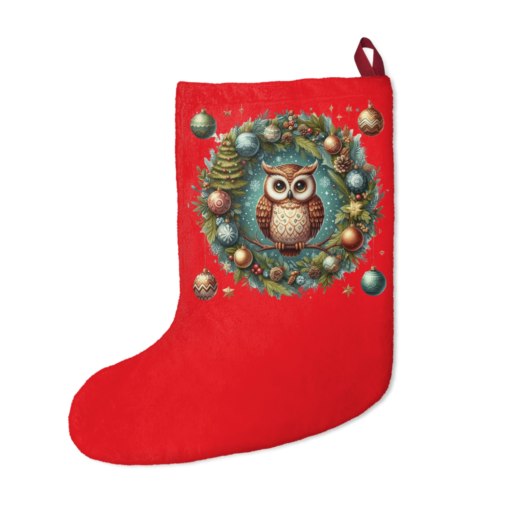 Christmas Stocking with Skull Design Charming Christmas Owl Stocking, Holiday Decor, Festive Christmas Gift, Personalized Stocking, Winter Home Decoration