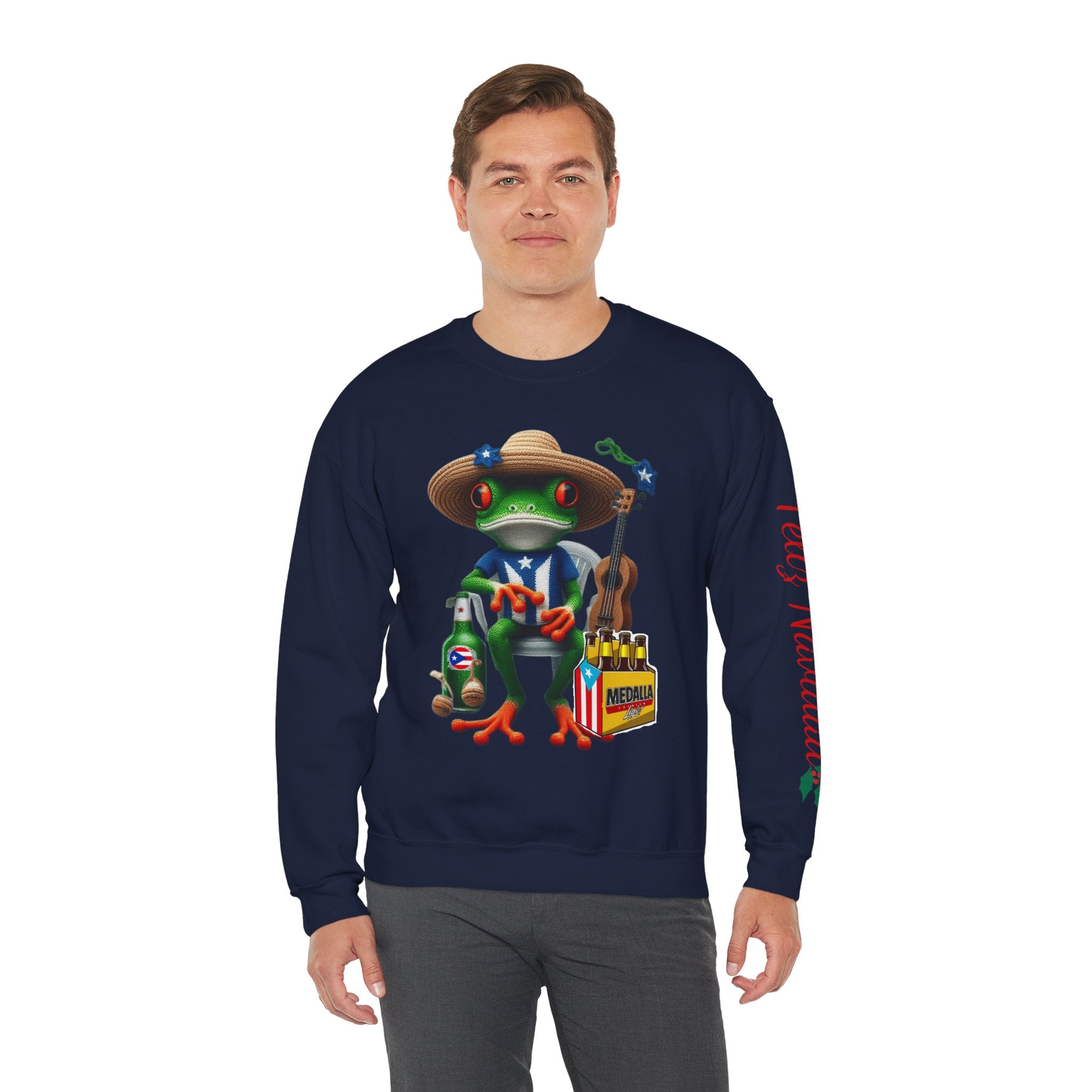 Frog Coqui Crewneck Sweatshirt – Coquito y Medalla Puerto Rican Vibes