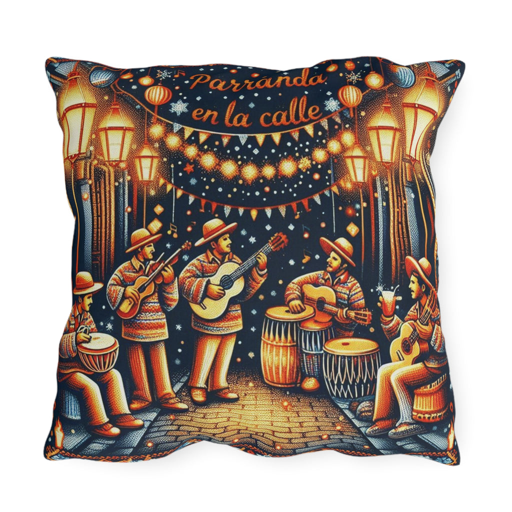 Puerto Rico Culture Pillow Outdoor Pillow  Parranda en la Calle Latin Street Music Festival Throw Pillow