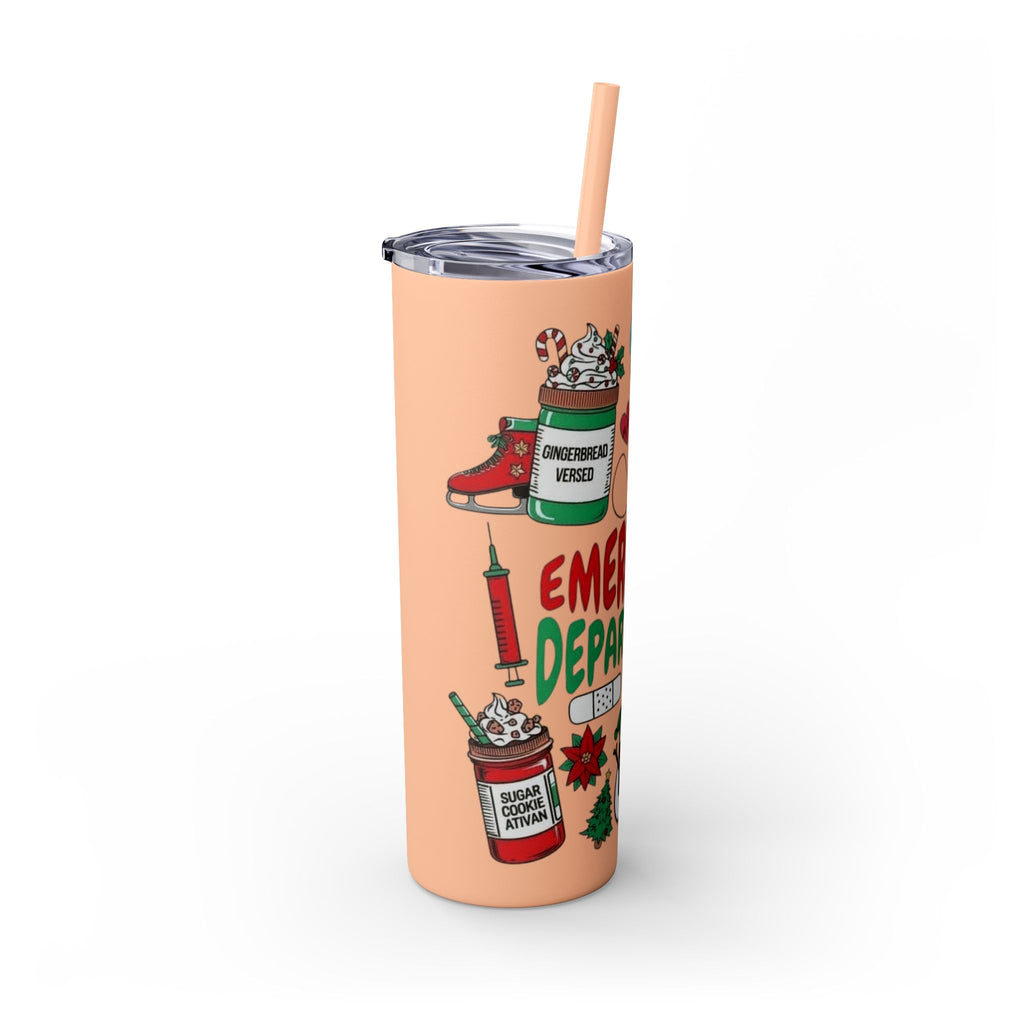 Emergency Department Nurse Christmas Skinny Tumbler - 20oz Holiday Medical Travel Cup with Straw Medical Christmas Mug