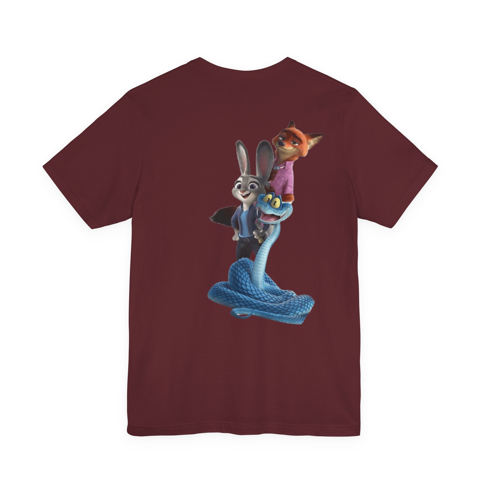 Animated Character Tee — Cute Fox & Bunny Stack Graphic T-Shirt  cartoon-style Christmas artwork