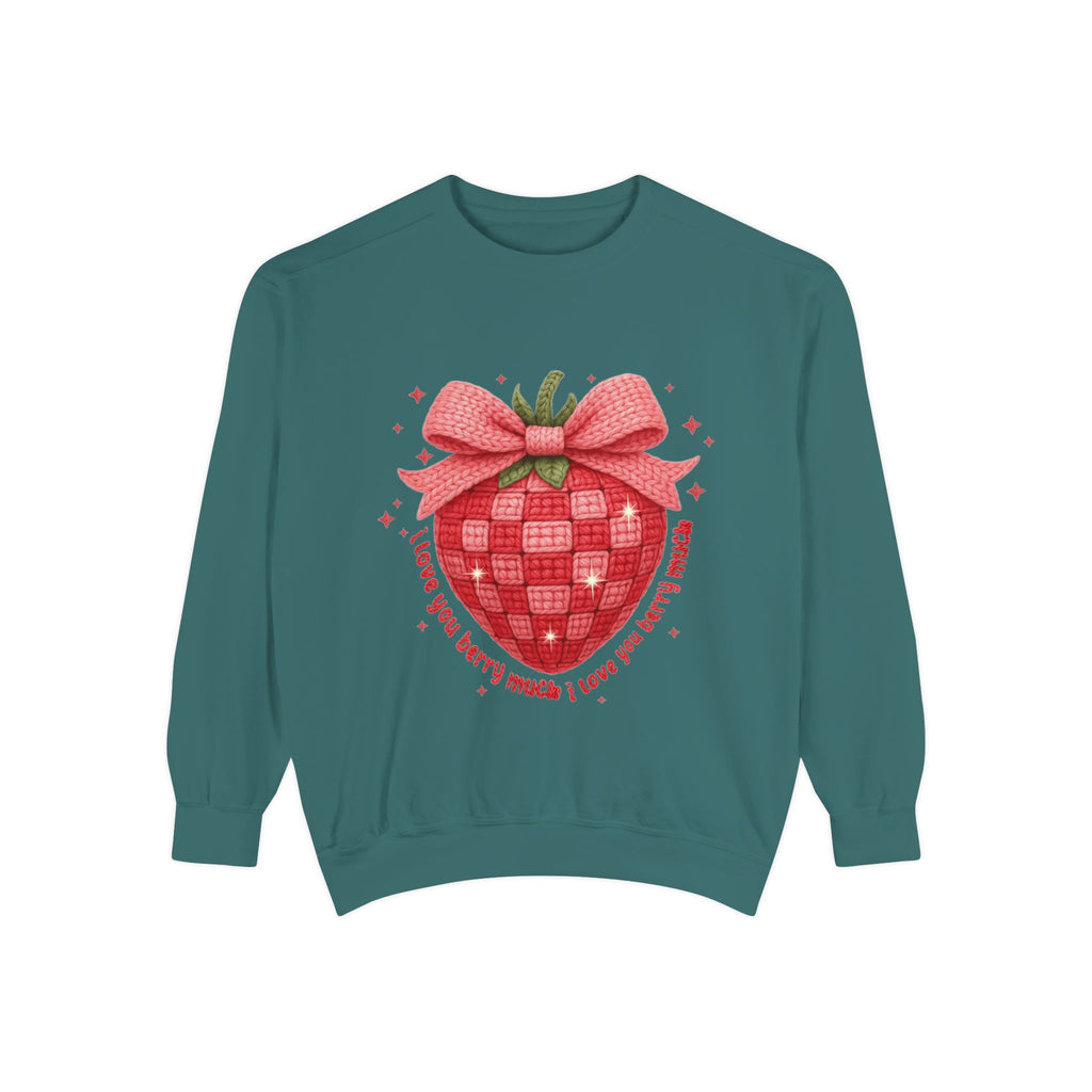 Strawberry Bow Sweatshirt  "I Love You Berry Much" Cute Valentine Pullover