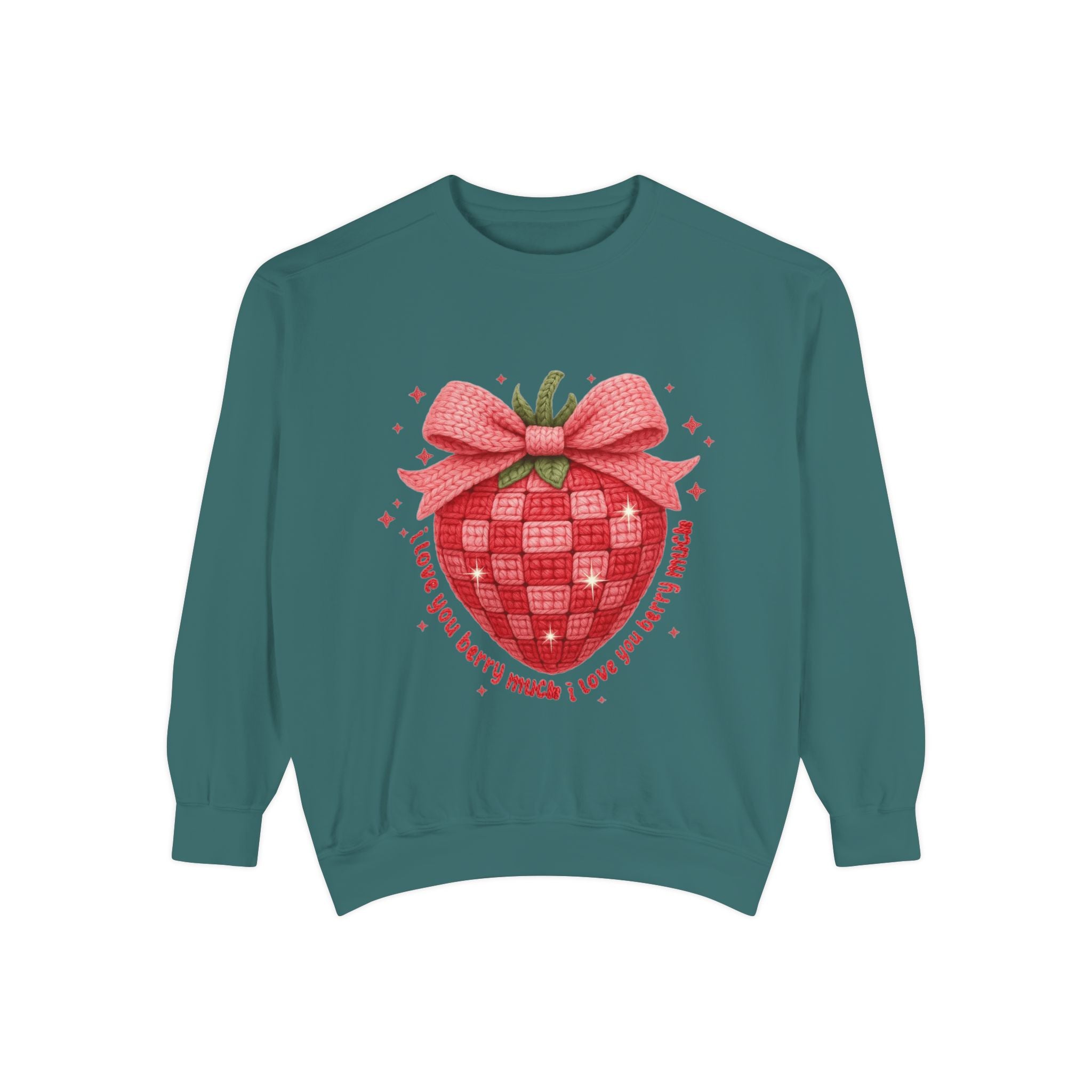 Strawberry Bow Sweatshirt  "I Love You Berry Much" Cute Valentine Pullover