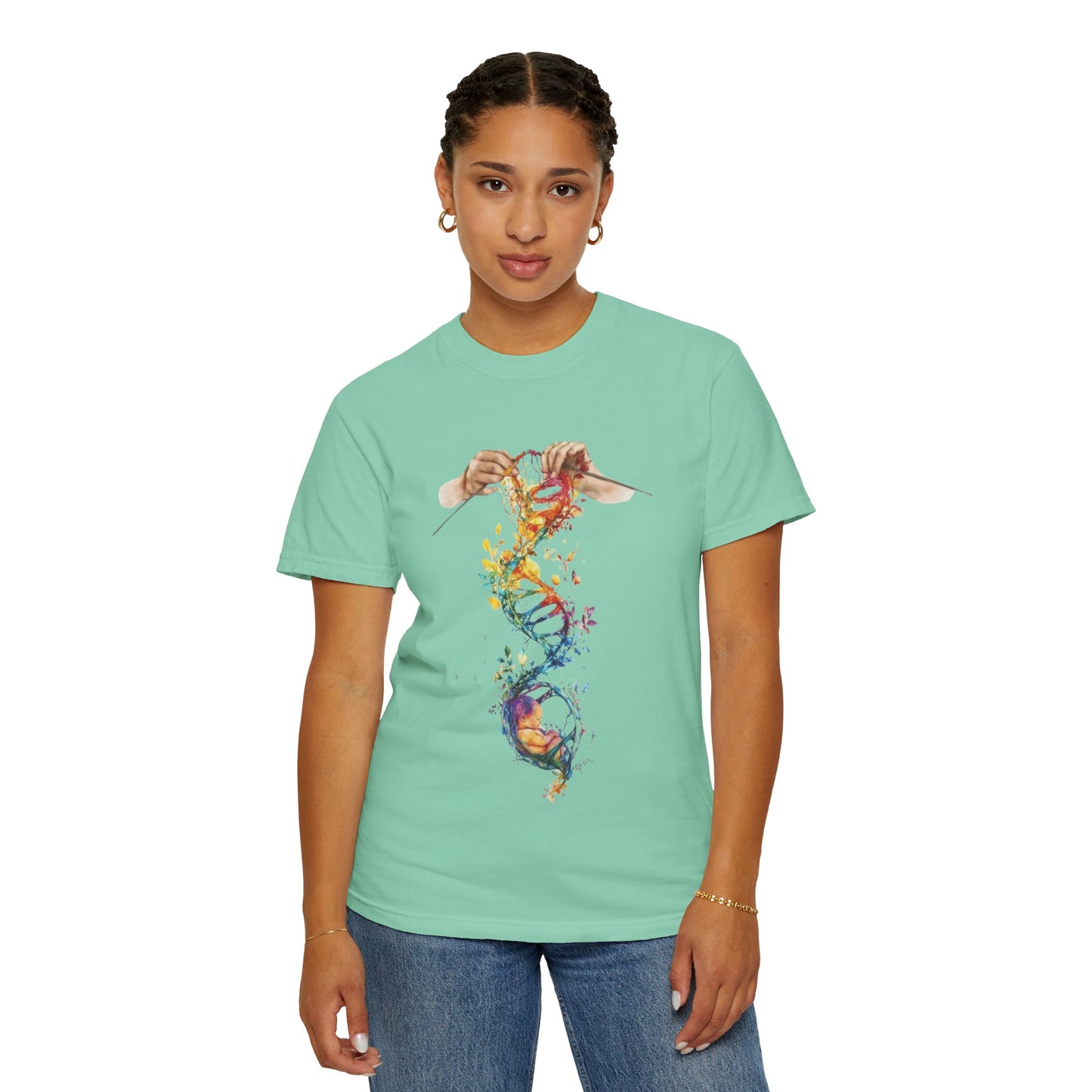 👚 Soft. Stylish. Mom-approved. Order now and gift her something she'll actually wear! Colorful DNA Art Unisex T-shirt, Science Tee, Creative Garment, Gift for Scientists,