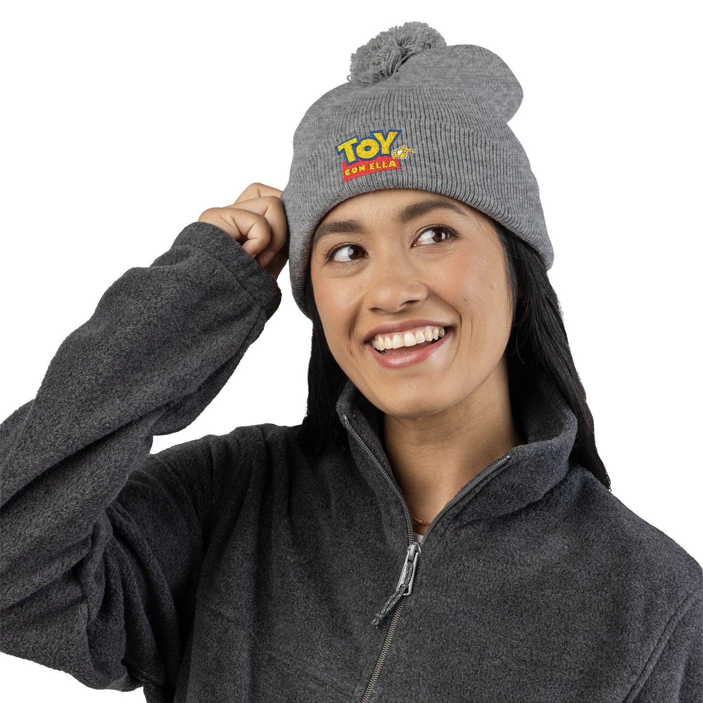 Toy Story Embroidered Pom-Pom Knit Cap Humor Cuffed Beanie – Warm, Soft & Sassy Winter Hat