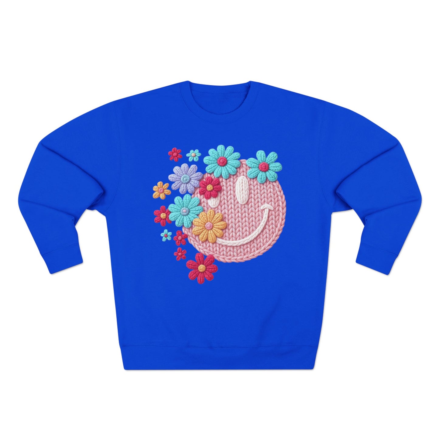 Floral Knit Smile Sweatshirt Cozy, Unbothered
