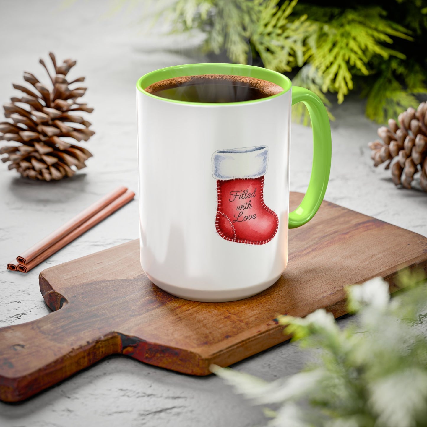 Holiday Mugs Christmas Gift Ideas Hot Cocoa & Coffee Cup Designs Filled with Love - Colorful 11oz & 15oz