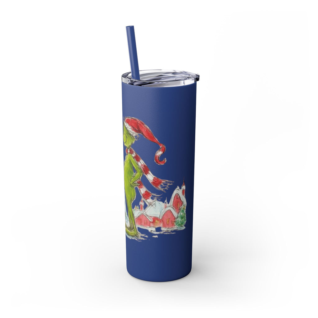 Grinch Christmas Skinny Tumbler with Straw — Dr. Seuss Holiday Quote Design, 20oz Christmas Mugs Collection