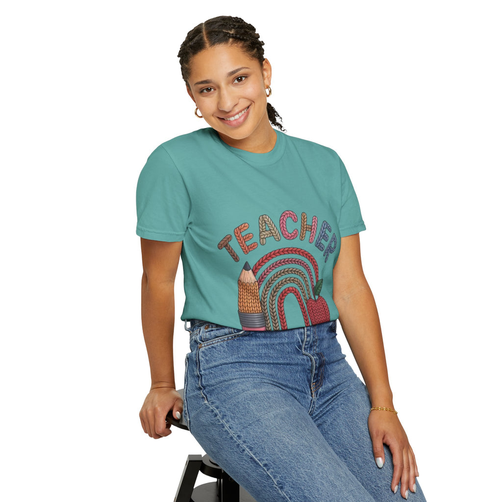 Teacher Rainbow Pencil & Apple T-Shirt — Back-to-School Gift for Educators
