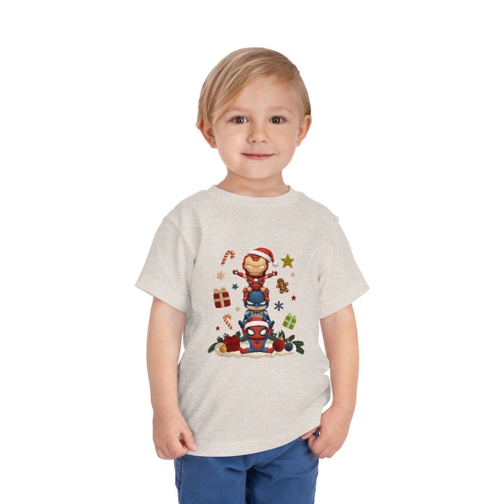 Toddler Tee  Cute Stacked Superhero Christmas Pile christmas kids collection