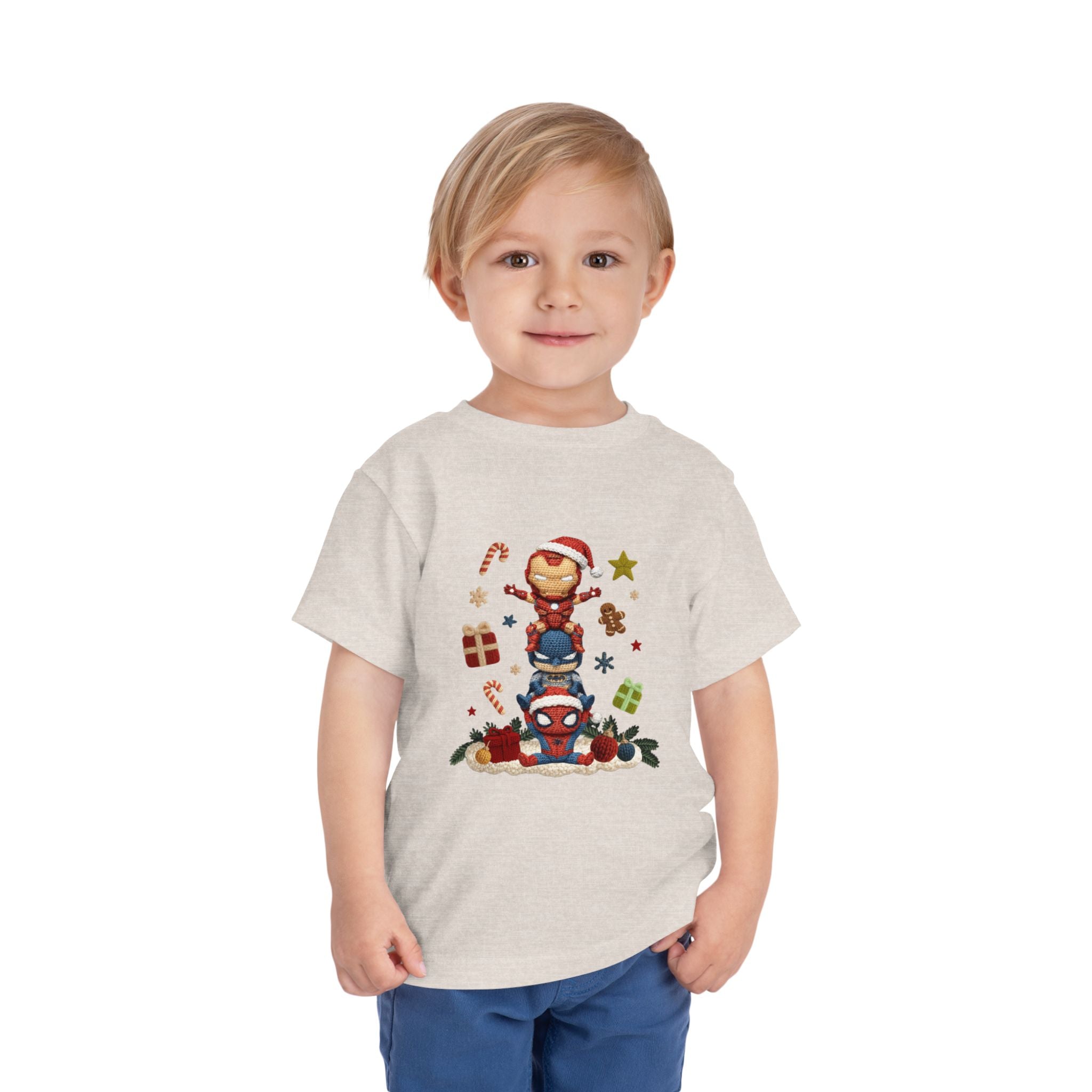 Toddler Tee  Cute Stacked Superhero Christmas Pile christmas kids collection