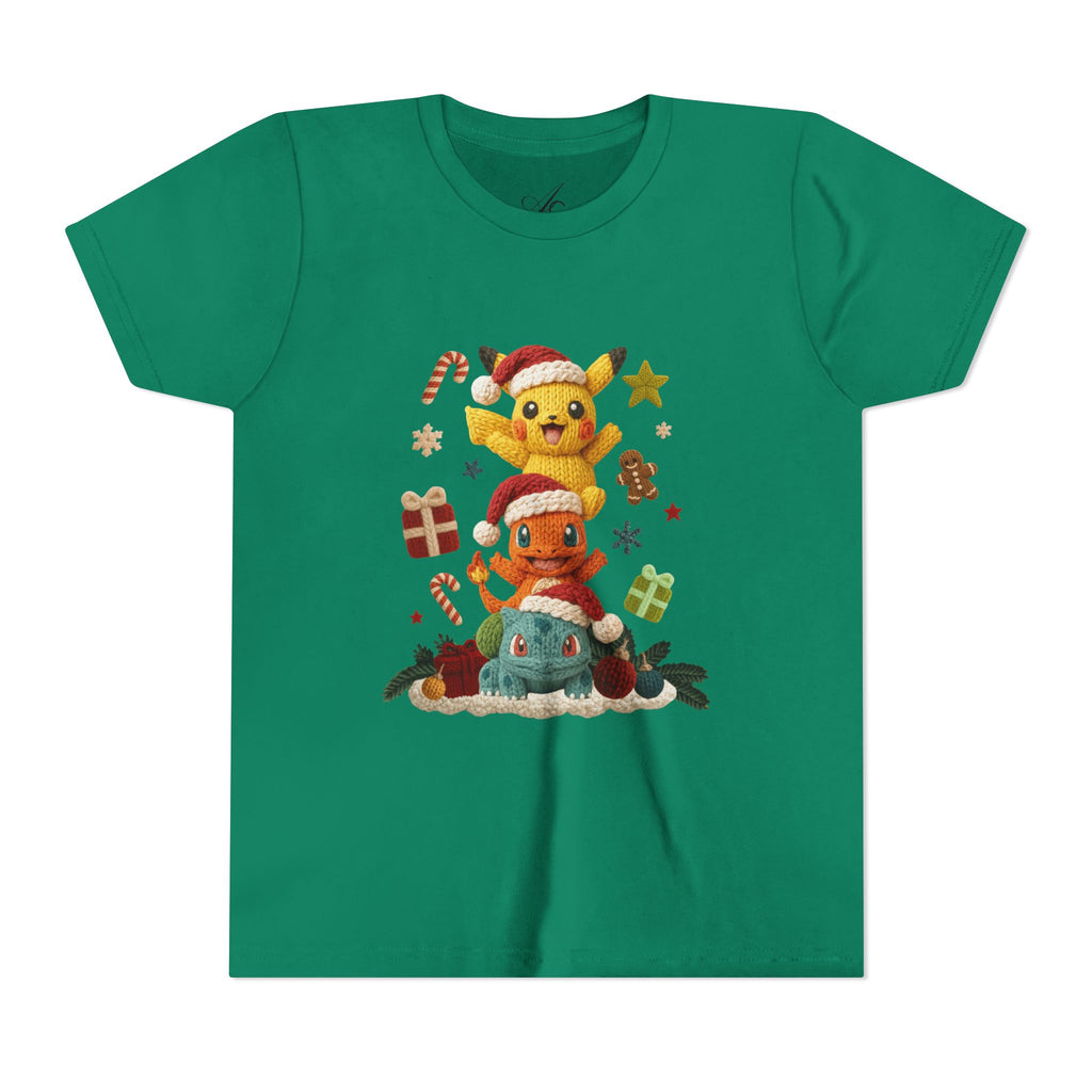 Kids Holiday Tee  Cute Stacked cartoon Characters Christmas Design