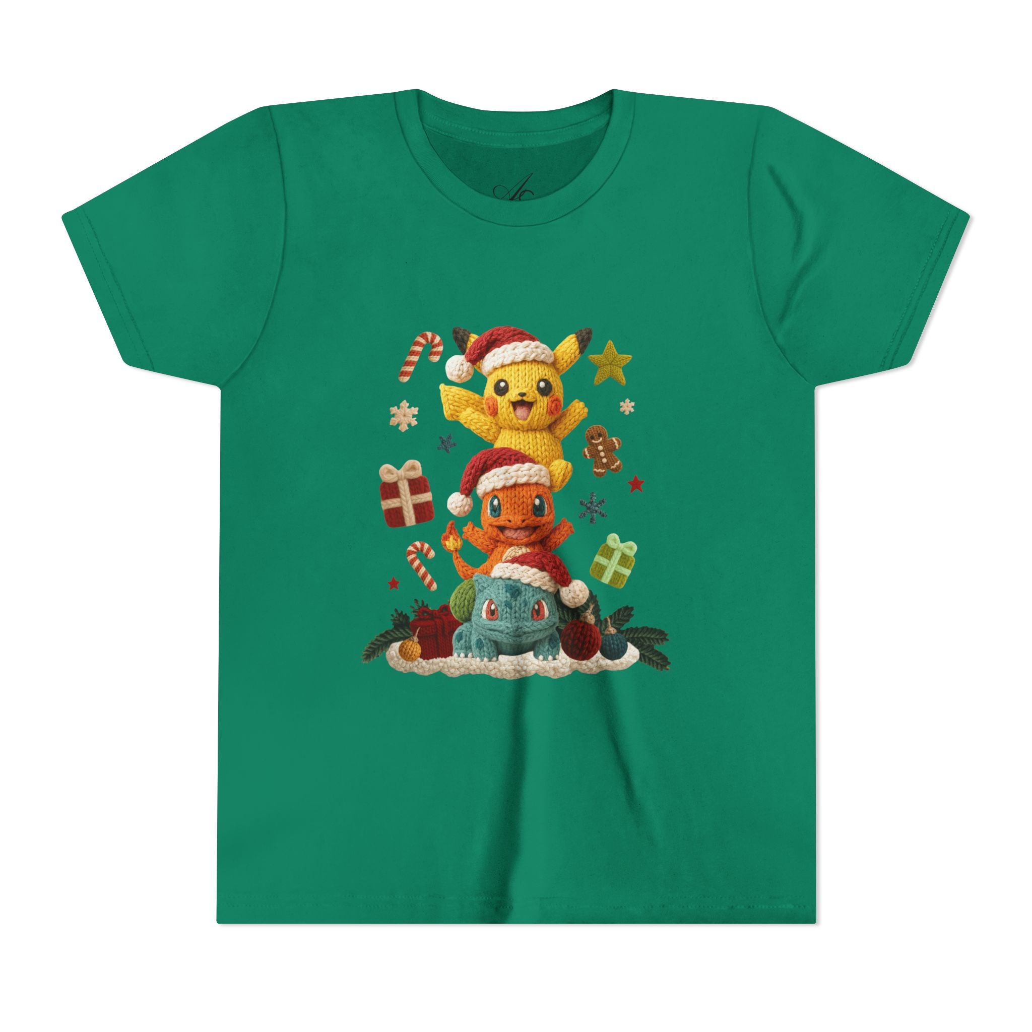 Kids Holiday Tee  Cute Stacked cartoon Characters Christmas Design