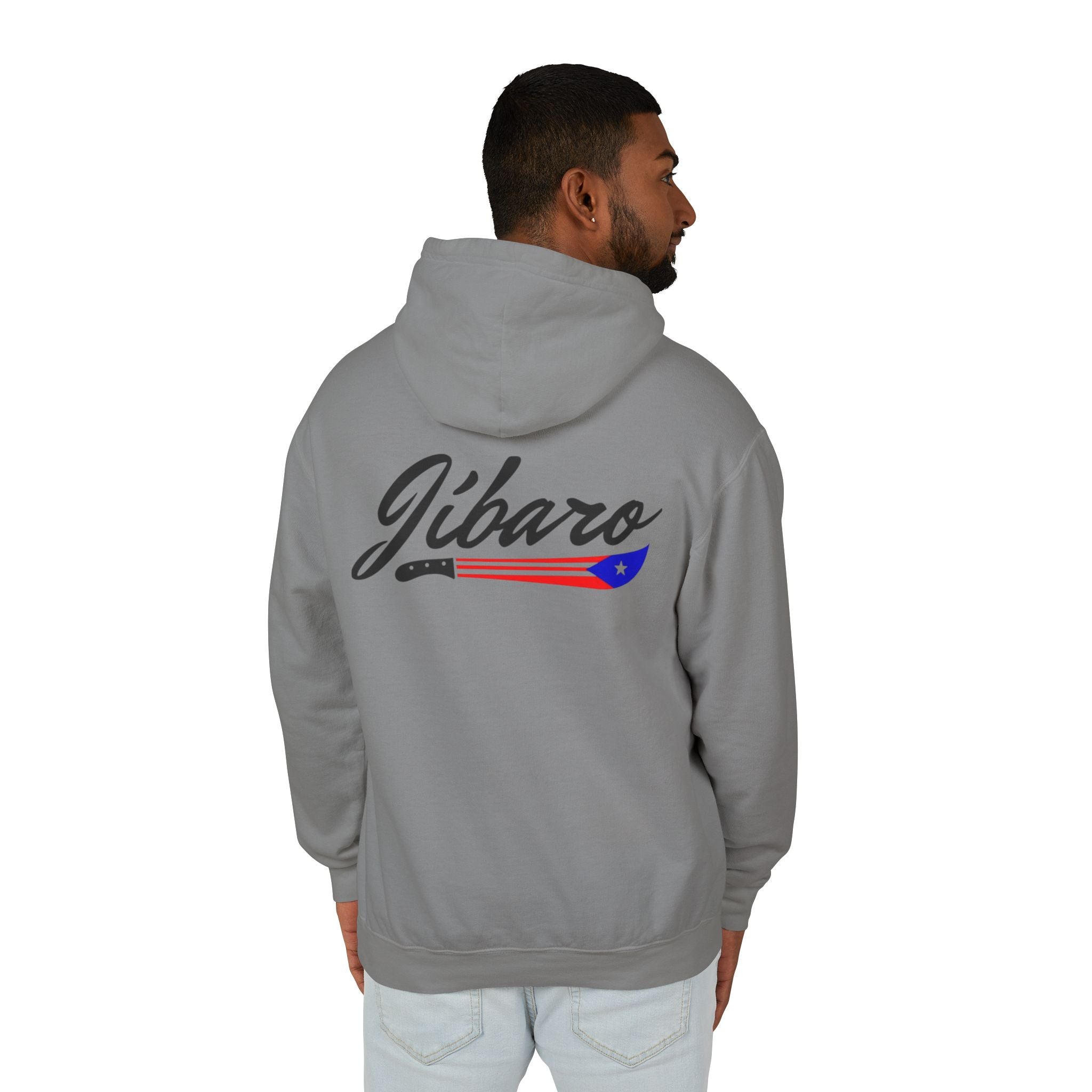 Puerto Rico Heart Flag Hoodie  "Jíbaro" Back Graphic