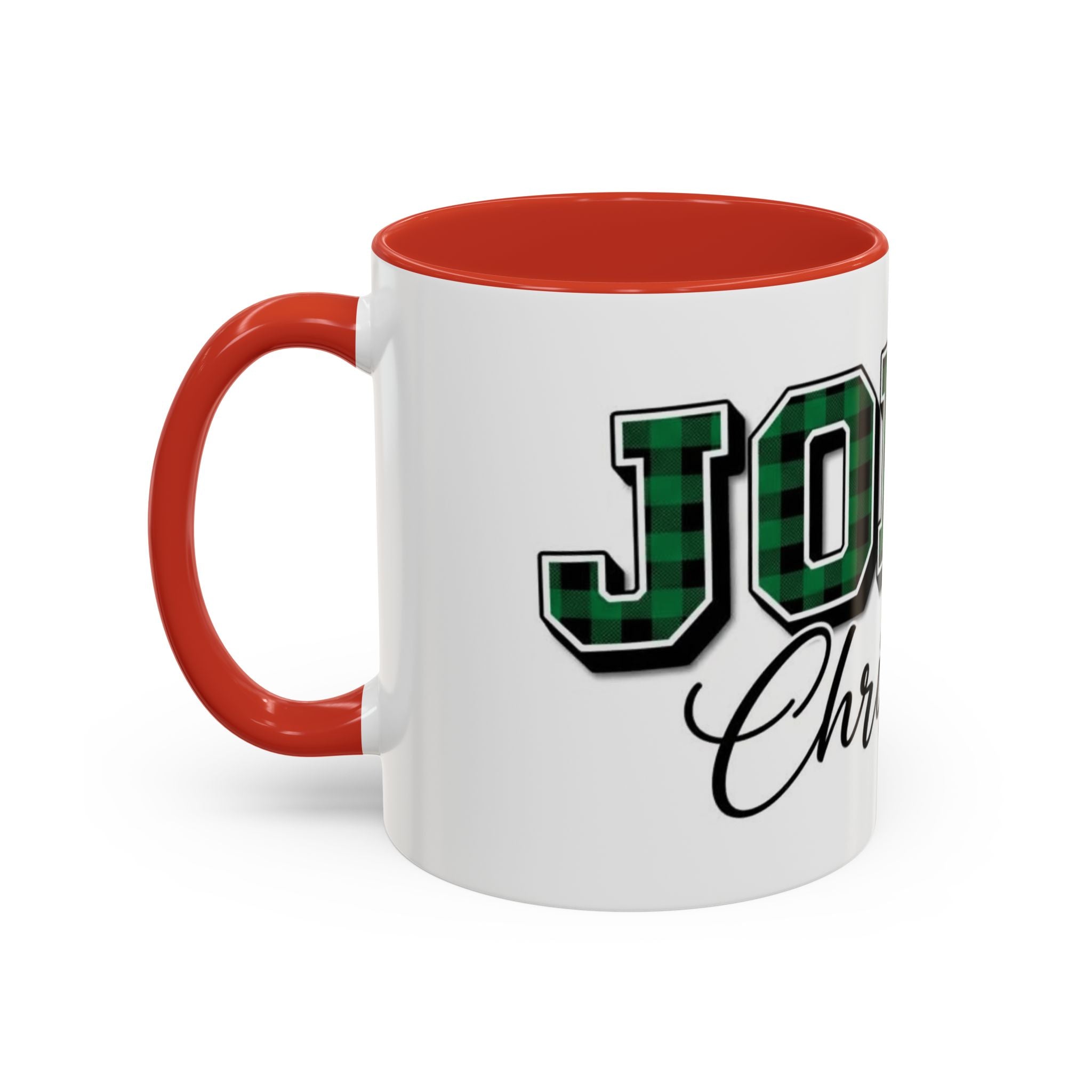 Holly Christmas Accent Coffee Mug — Green Plaid Holiday Gift (11/15oz)