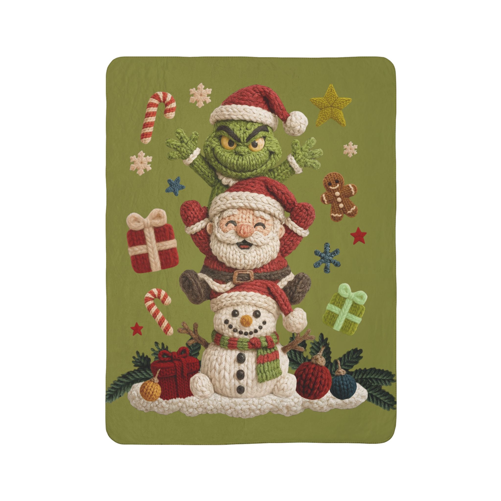 Magical Christmas Cartoon Blanket Grinch Santa Snowman Sherpa Blanket  Cozy Christmas Fleece Throw