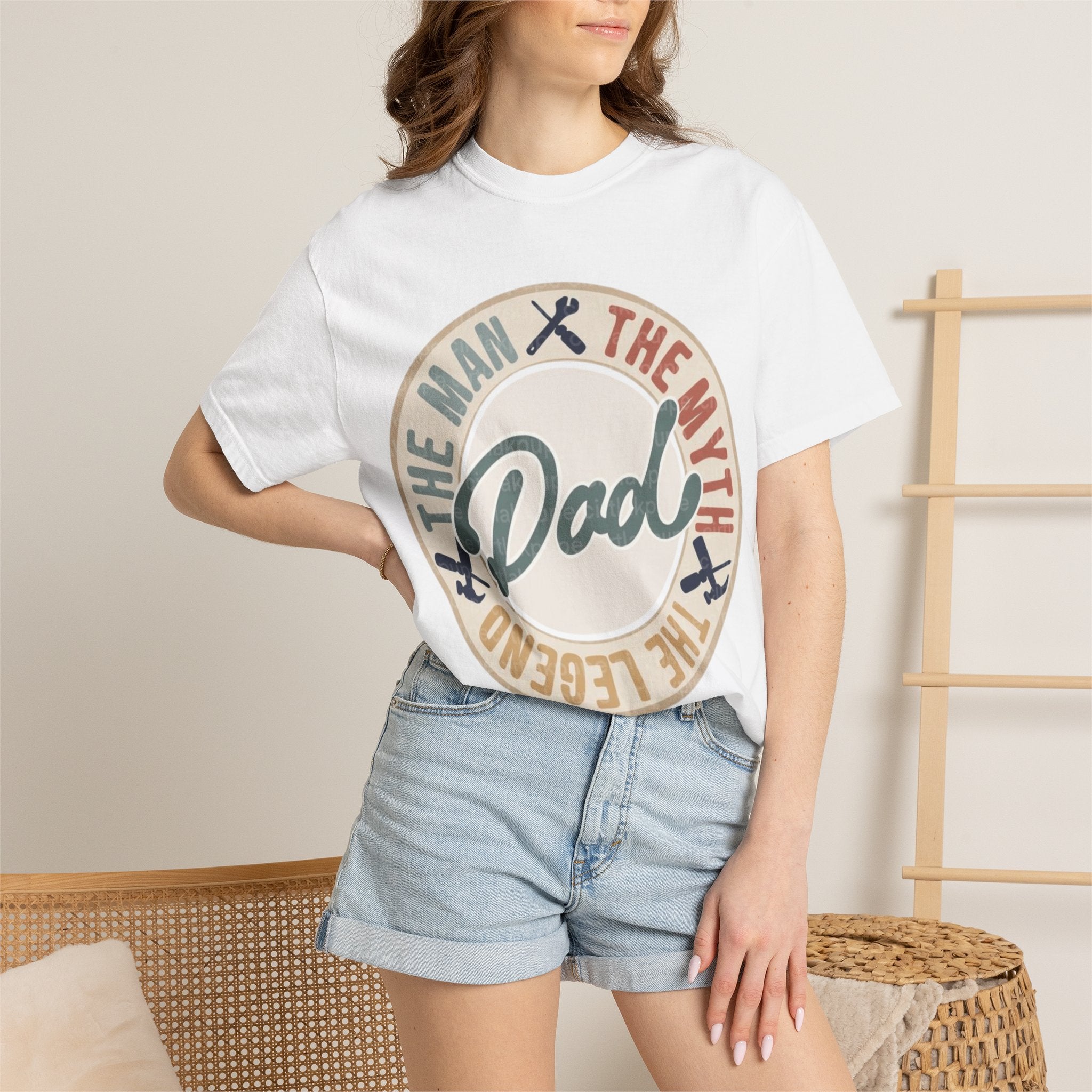 Dad Retro Badge T-Shirt — “Dad: The Man, The Myth, The Legend” Father’s Day Tee
