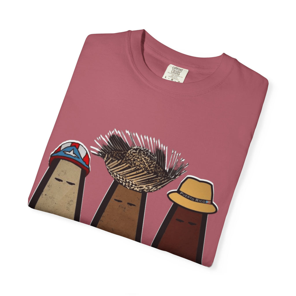 Puerto Rican Batey Cabin T-Shirt  Three Masks & Rustic House Graphic Tee Puerto Rico Navidades