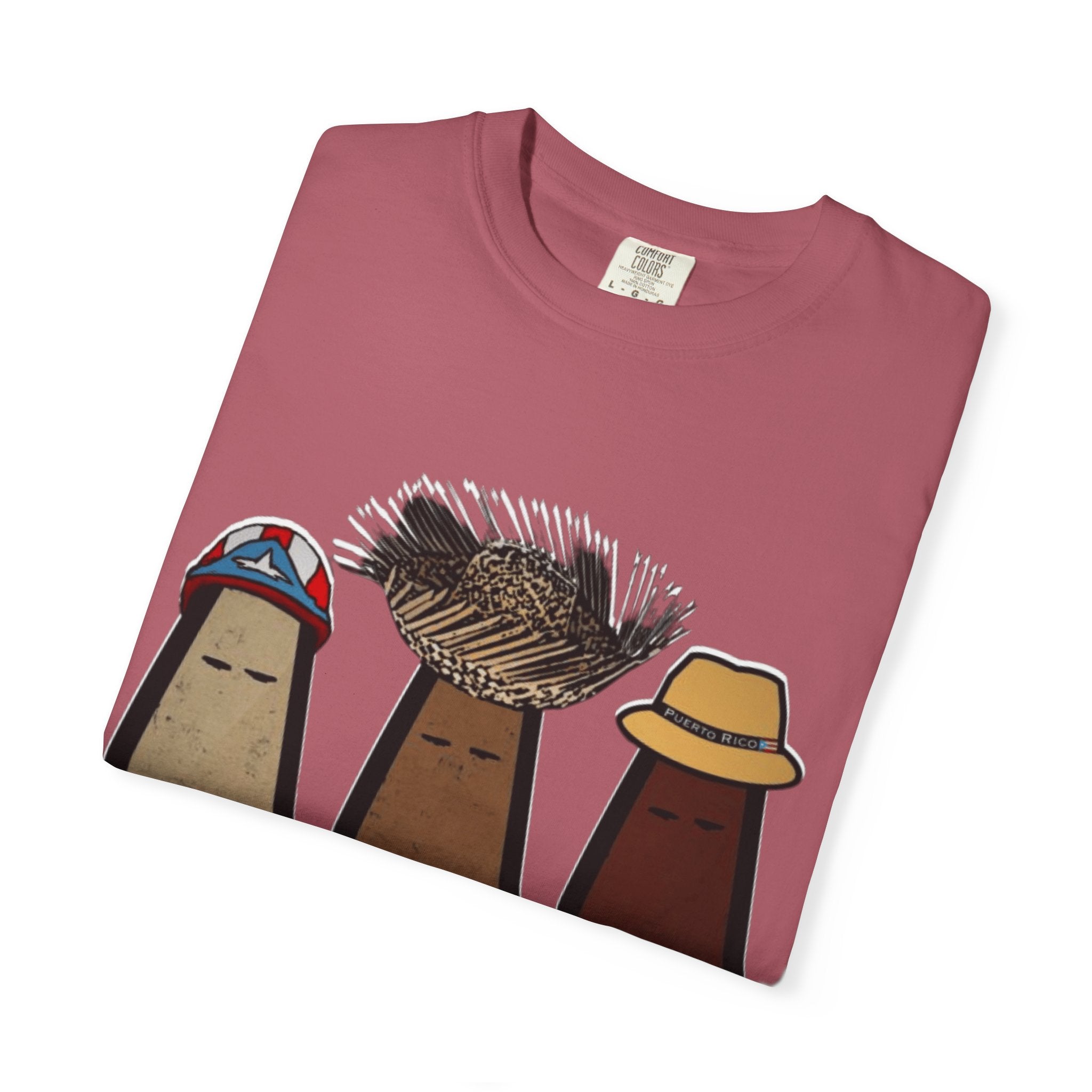 Puerto Rican Batey Cabin T-Shirt  Three Masks & Rustic House Graphic Tee Puerto Rico Navidades