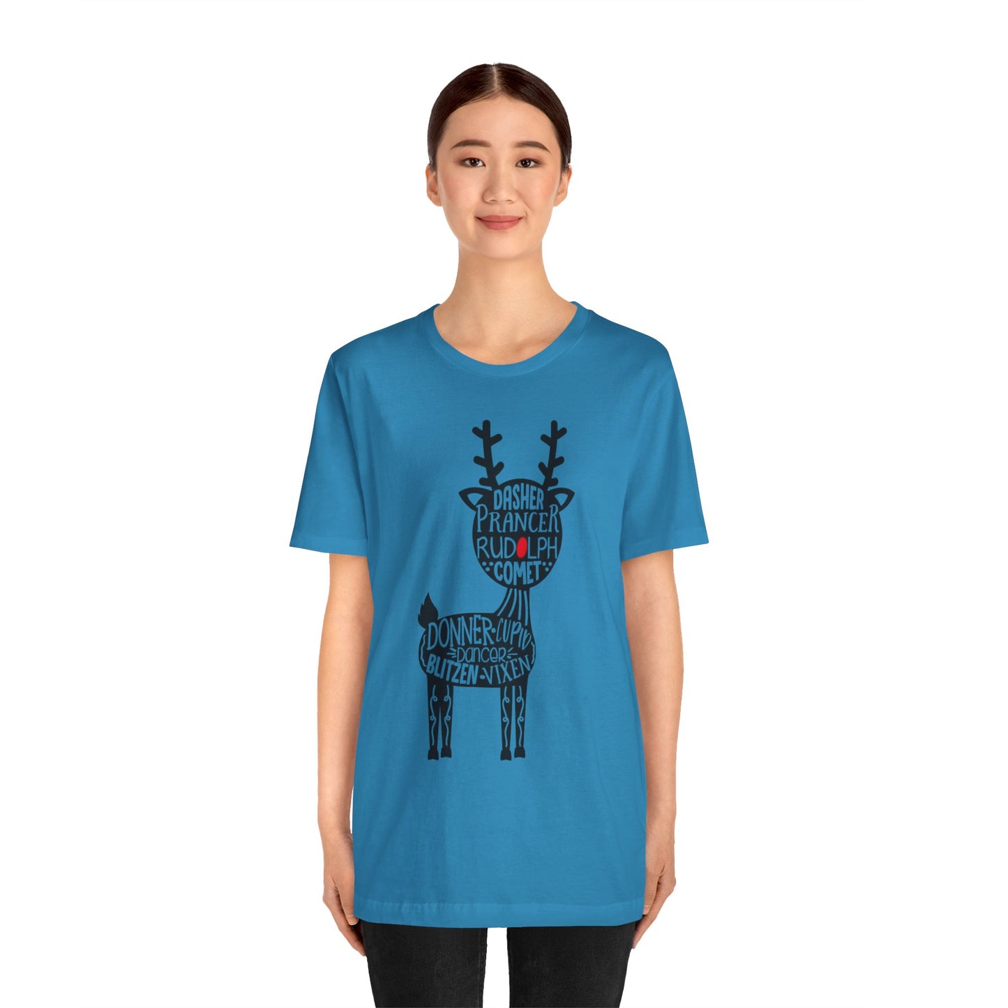 Christmas Reindeer Graphic Tee - Unisex Jersey Short Sleeve Shirt