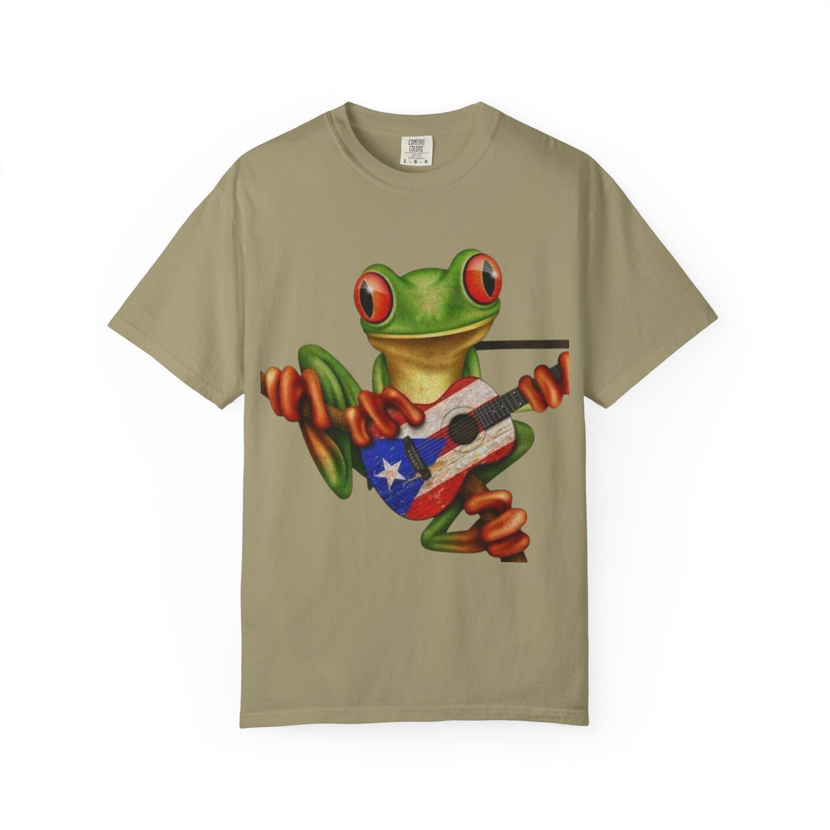 Where Boricua Meets Funky Guitar Frog T-Shirt, , Music Lover Gift, Cool Animal T-Shirt, Summer Style, Lightweight Apparel