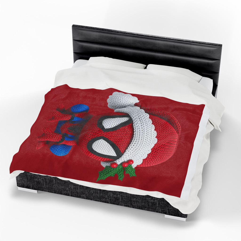 Magical Christmas Cartoon Blanket Christmas Spider Plush Blanket Cute Santa Hat Knit Spider-Man Throw