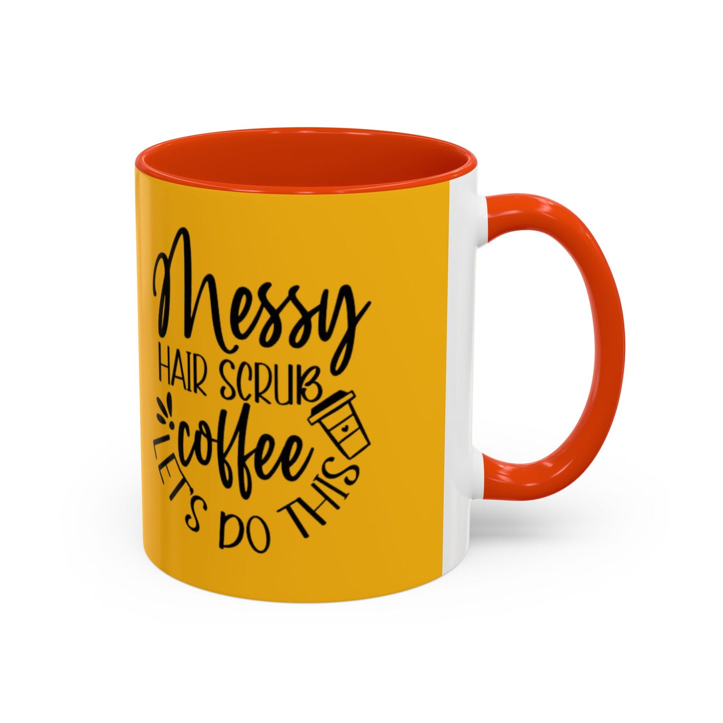Holiday Coffee Cups with Festive Quotes & Designs Messy Hair Coffee Mug - Fun Yellow Ceramic Cup for Coffee Lovers