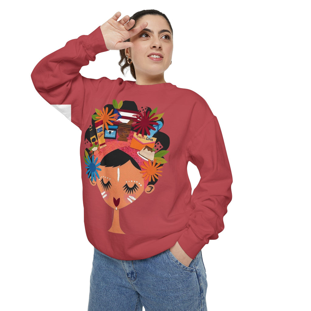 Floral Fiesta Sweatshirt — Colorful Tropical Woman Graphic Puerto Rico Navidades