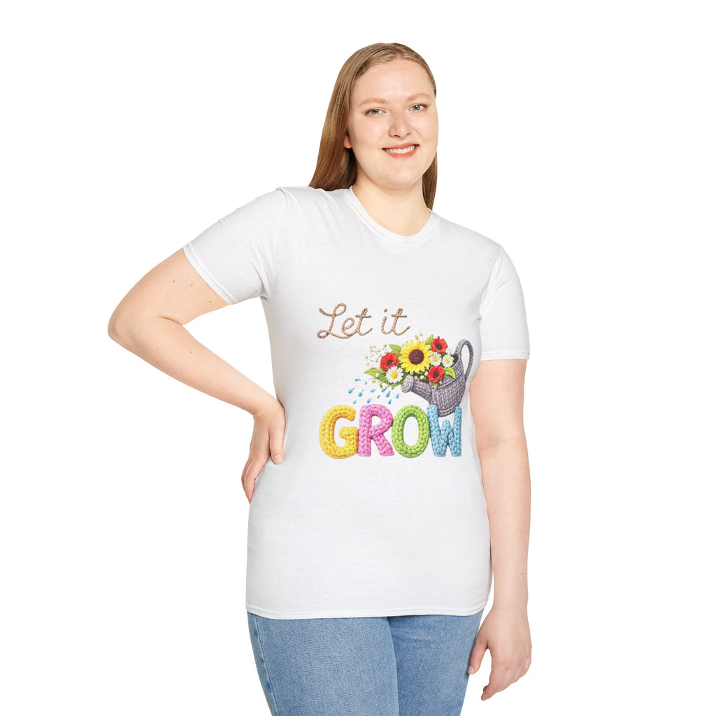 Let It Grow T-Shirt — Floral Watering Can Garden Tee