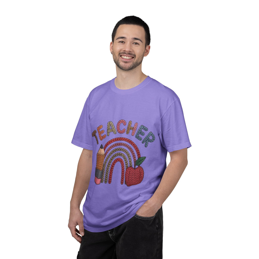 Teacher Rainbow Pencil & Apple T-Shirt — Back-to-School Gift for Educators