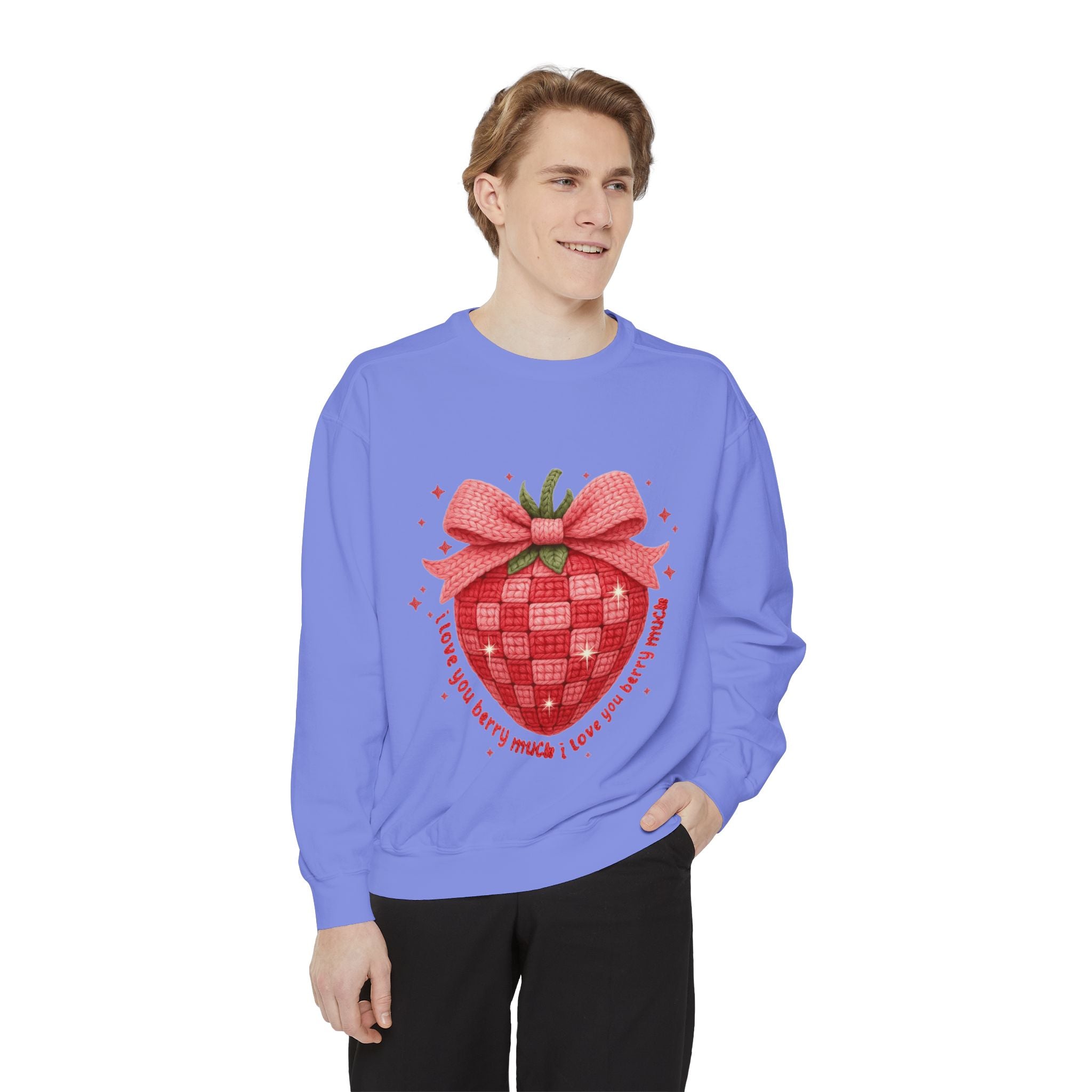 Strawberry Bow Sweatshirt  "I Love You Berry Much" Cute Valentine Pullover
