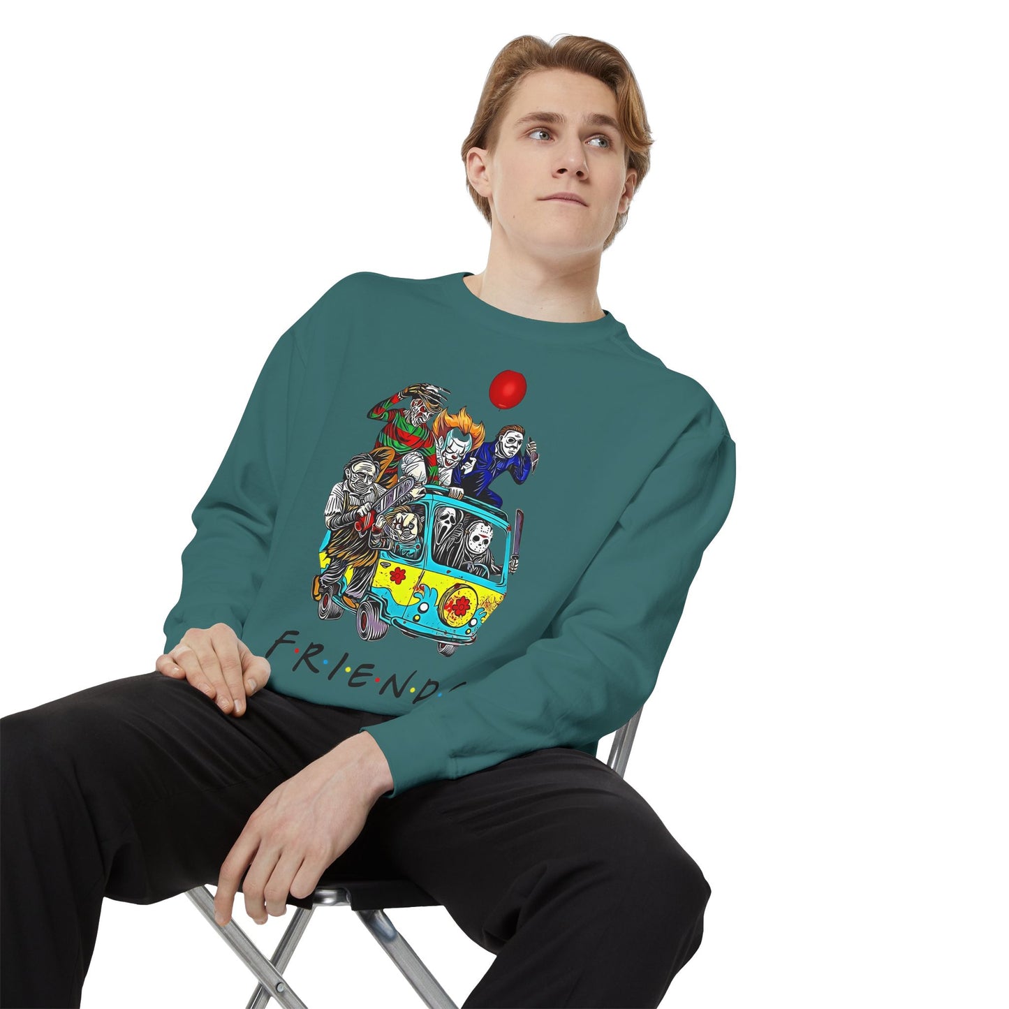 Friends-Inspired Unisex Garment-Dyed Sweatshirt, Cozy Casual Wear, Unique Graphic Sweatshirt, Perfect Gift, Everyday Style