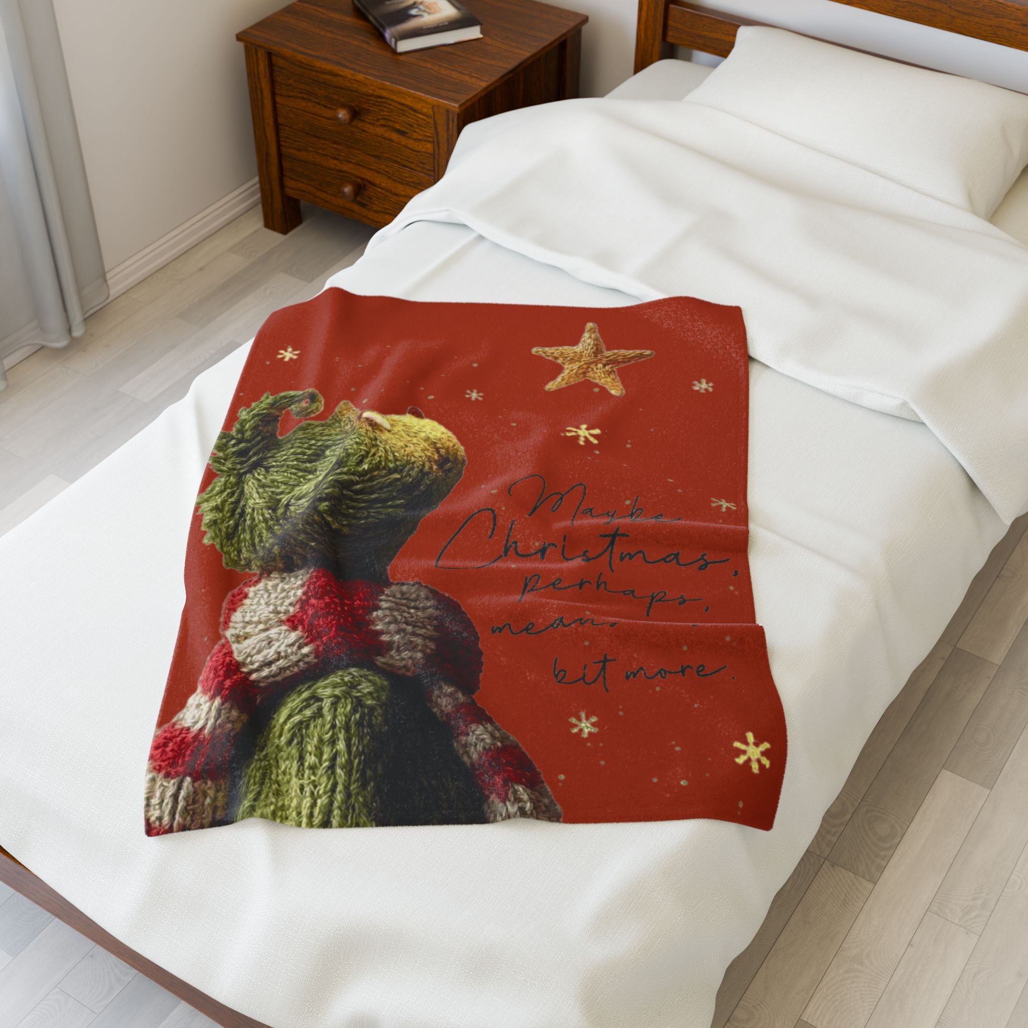 Christmas Plush Blanket  'Maybe Christmas, perhaps, means a little bit more' Cozy Holiday Throw