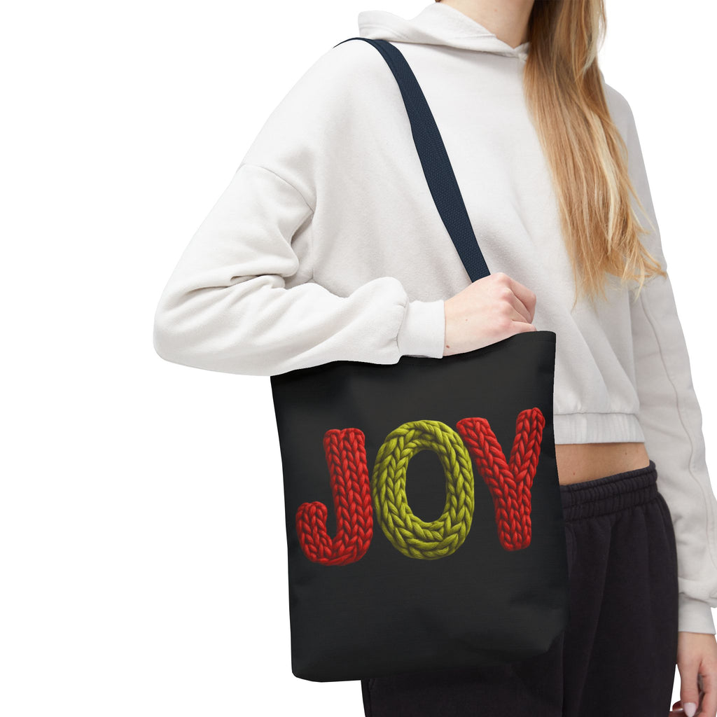 Christmas Tote Bag  Festive Holiday DesigJoy Knit Tote Bag  Colorful 'JOY' Yarn Design, Cozy Holiday Gift Tote