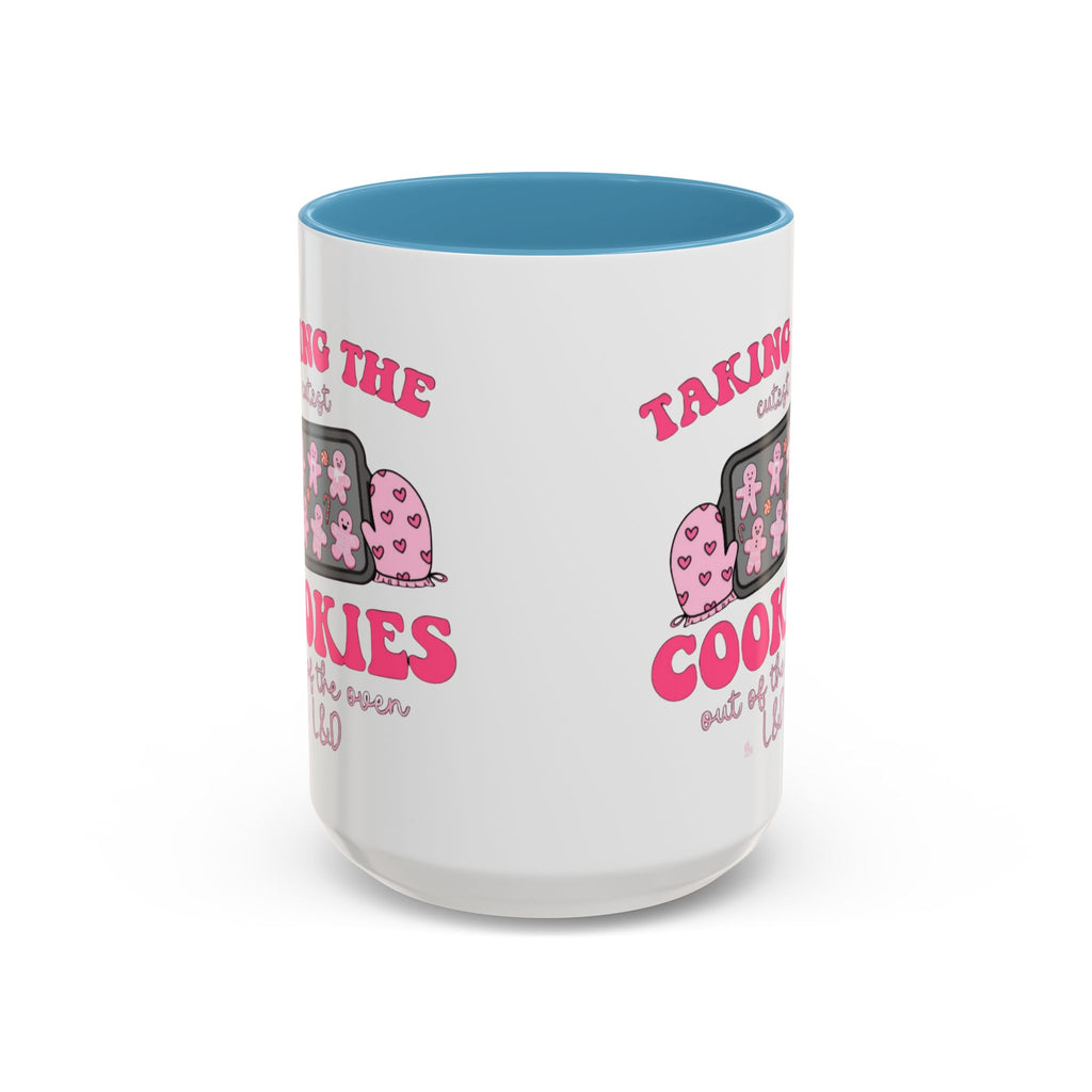 Accent Coffee Mug — "Taking the Cookies" Cute Pink Baking Design Coffee Cup for Fun Celebrations