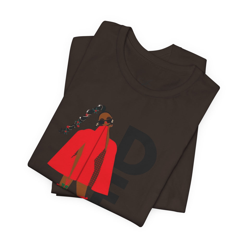 December Fashion Tee  Red Coat Model Graphic Shirt