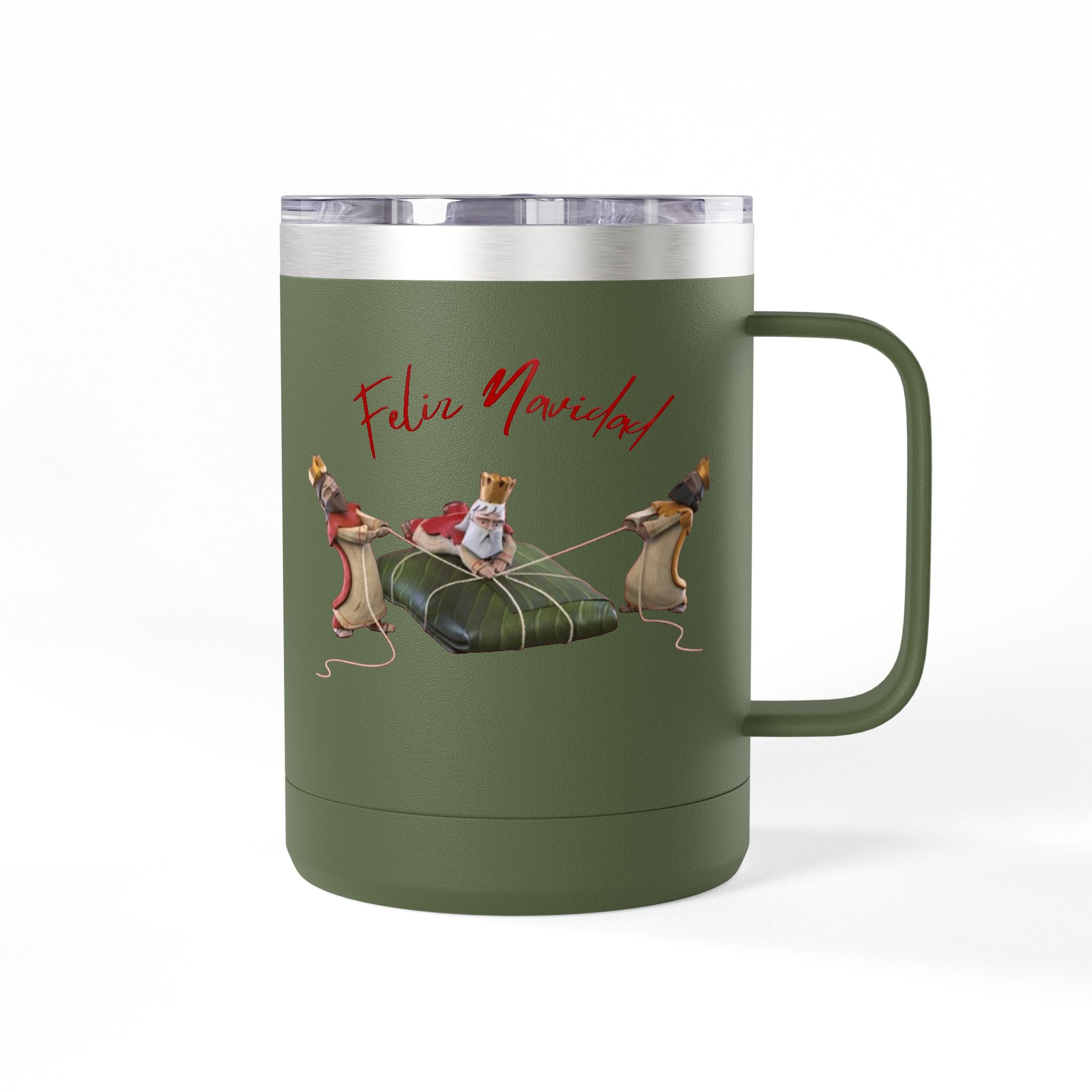 3 KINGS Holiday Travel Tumbler — 'Feliz Navidad' Dachshund Santa Design Coffee Cup for Fun Celebrations