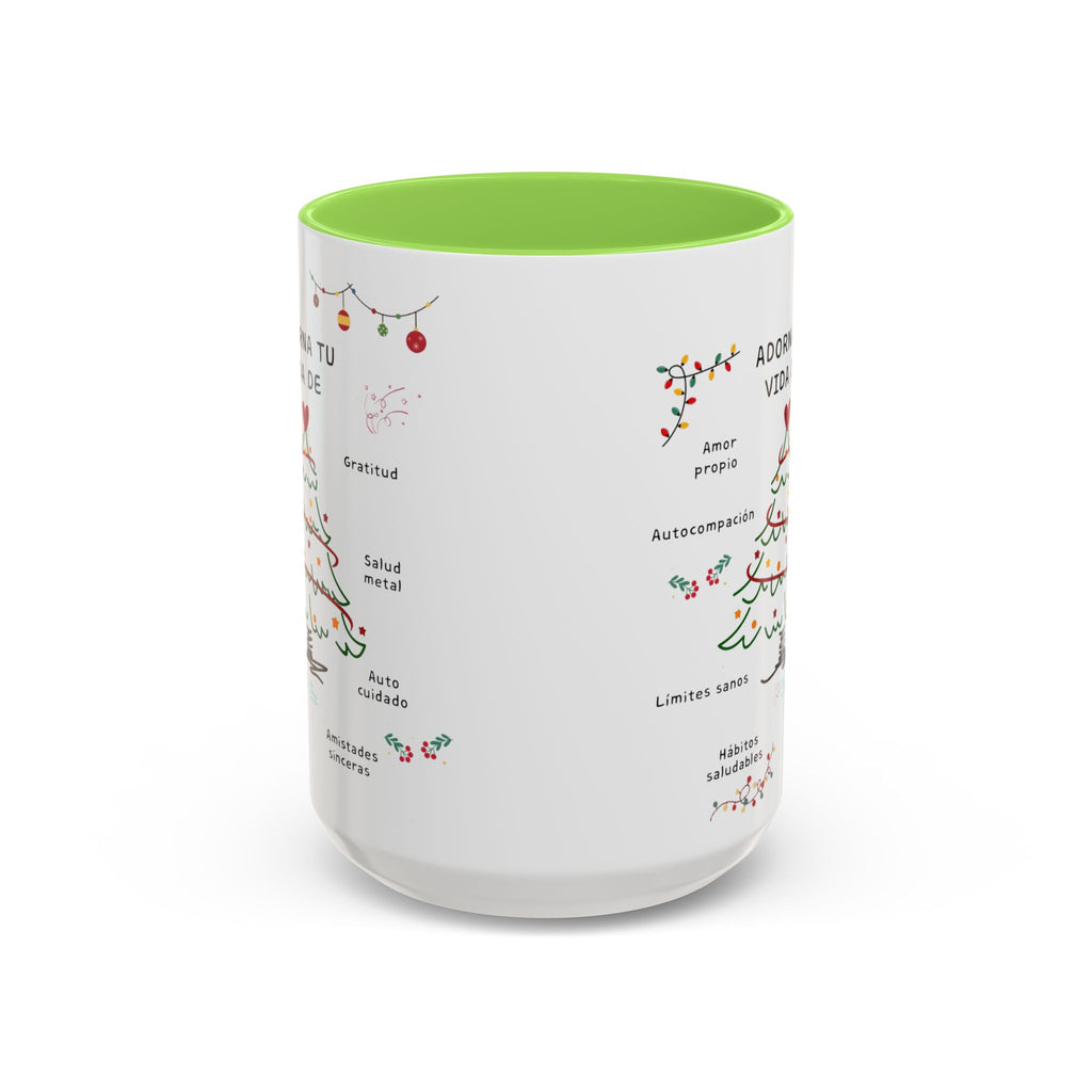 Mug — 'Adorna Tu Vida' Christmas Tree Spanish Holiday Coffee Mug (11oz/15oz)