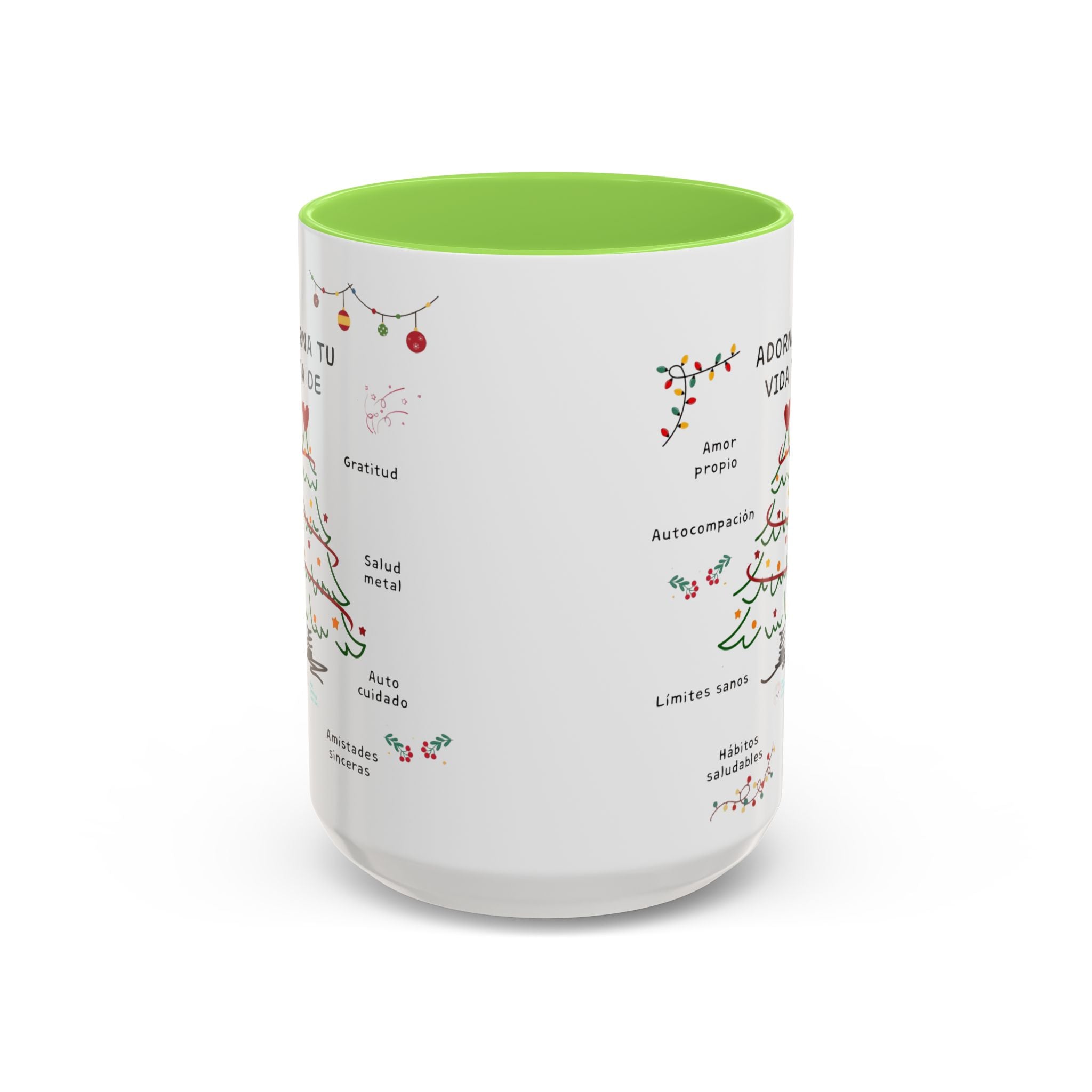Mug — 'Adorna Tu Vida' Christmas Tree Spanish Holiday Coffee Mug (11oz/15oz)
