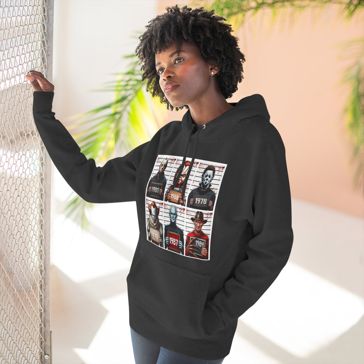 Spooky Vibes Only Halloween Sweater Retro Horror Movie Three-Panel Fleece Hoodie, Halloween Gift, Cozy Sweatshirt, Movie Lover Apparel, Vintage Movie Merchandise