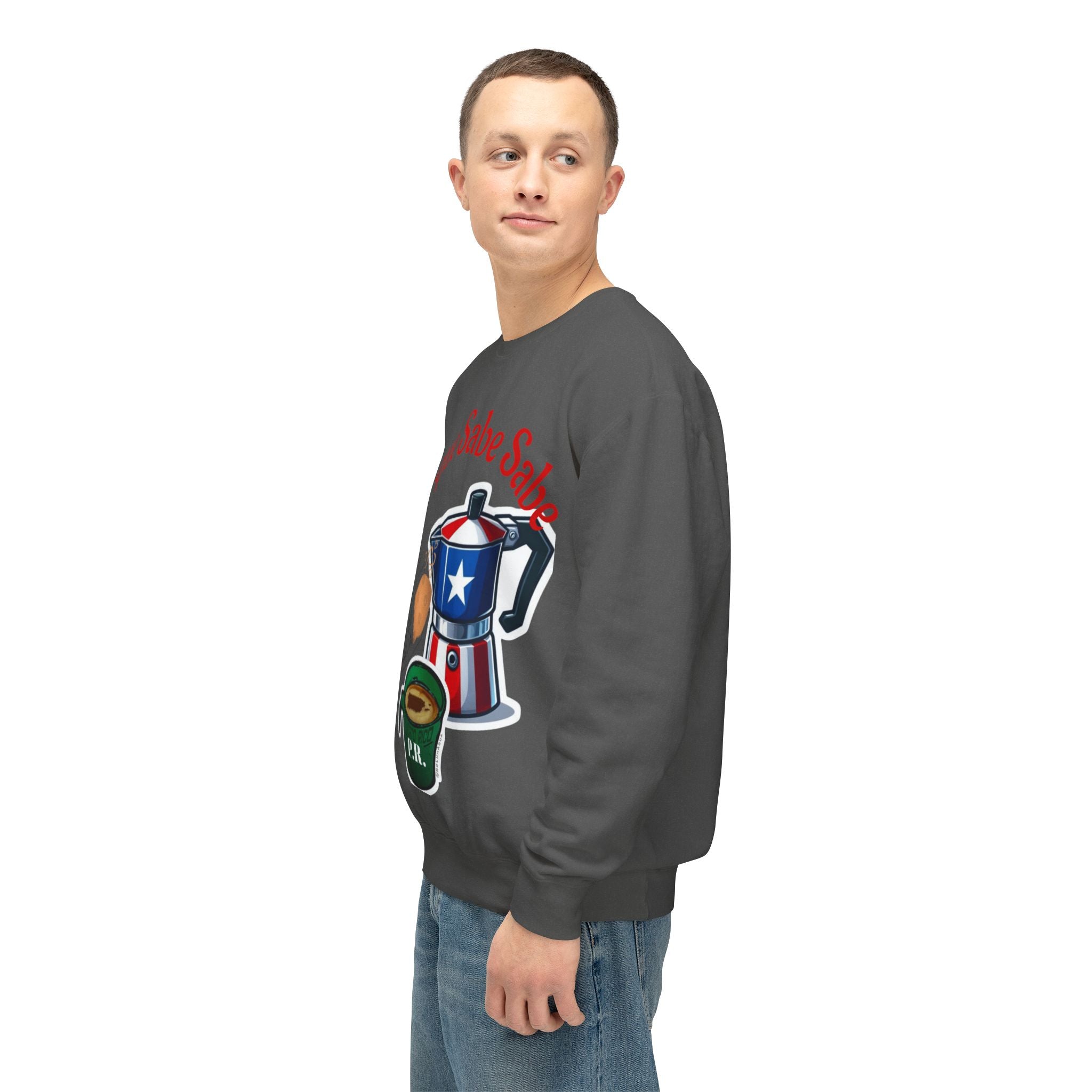 Crewneck Sweatshirt — "El que Sabe Sabe" Puerto Rico Coffee Design